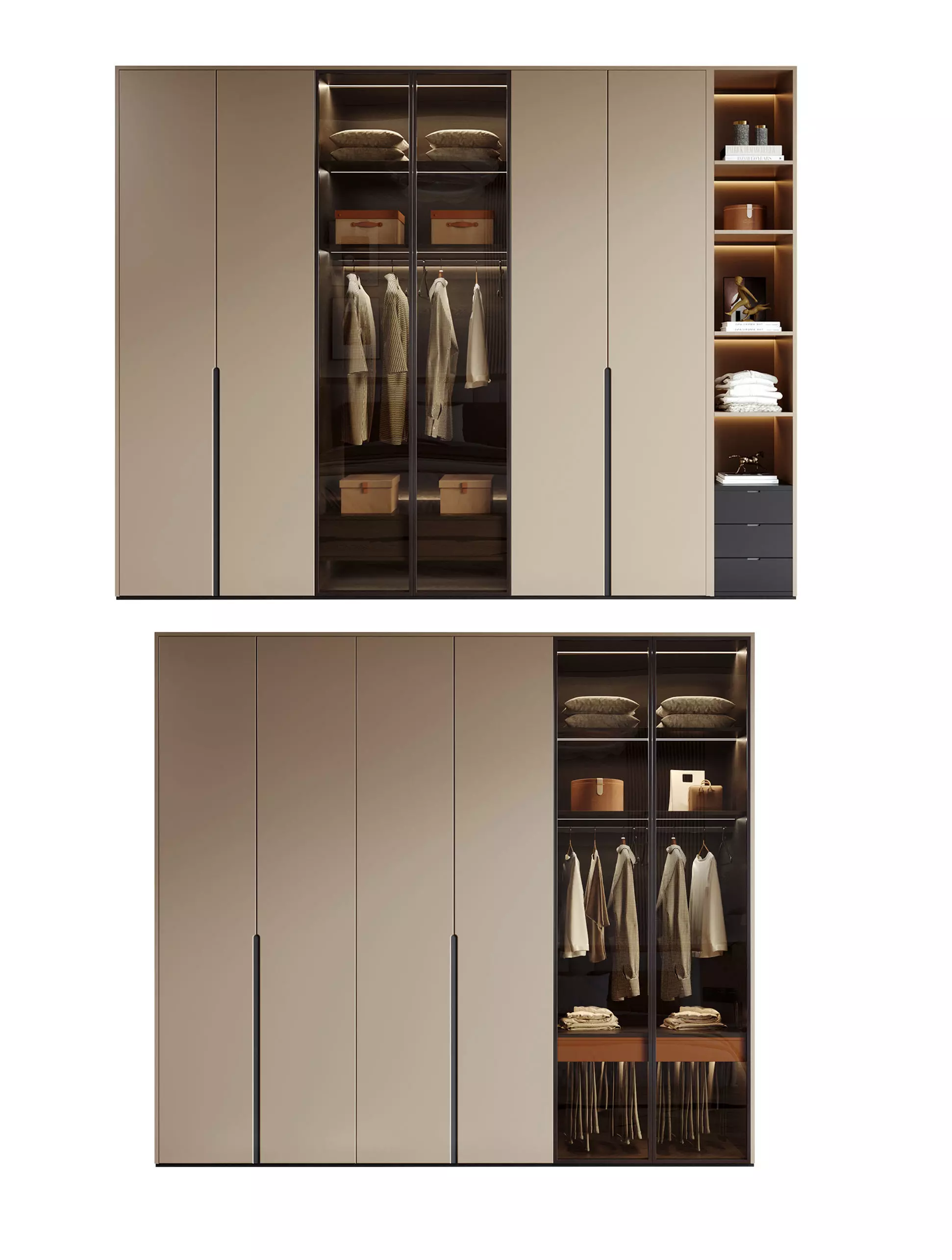 Modern Light Luxury Wardrobe Combination 3D Model 3D model_2