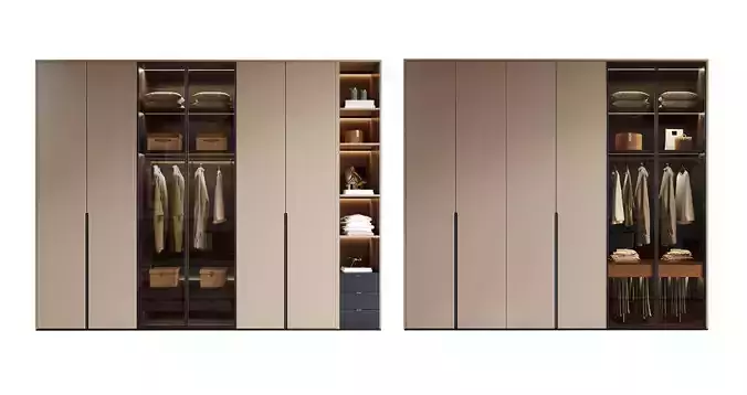 Modern Light Luxury Wardrobe Combination 3D Model