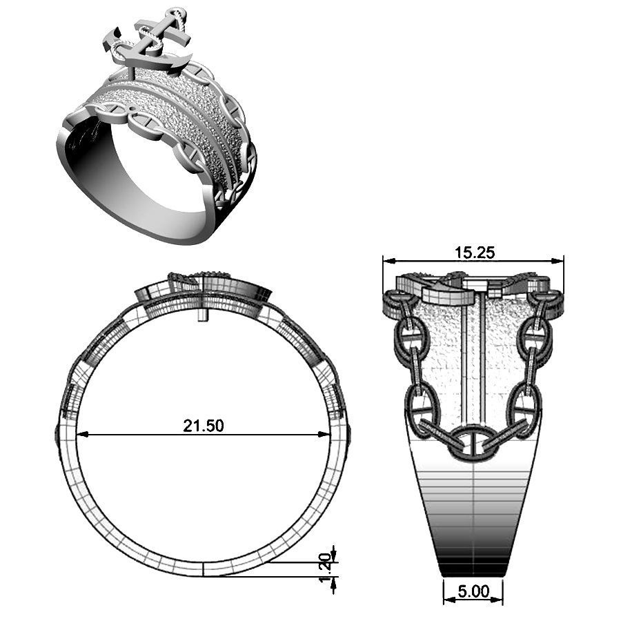 Anchor ring 3D print model_10