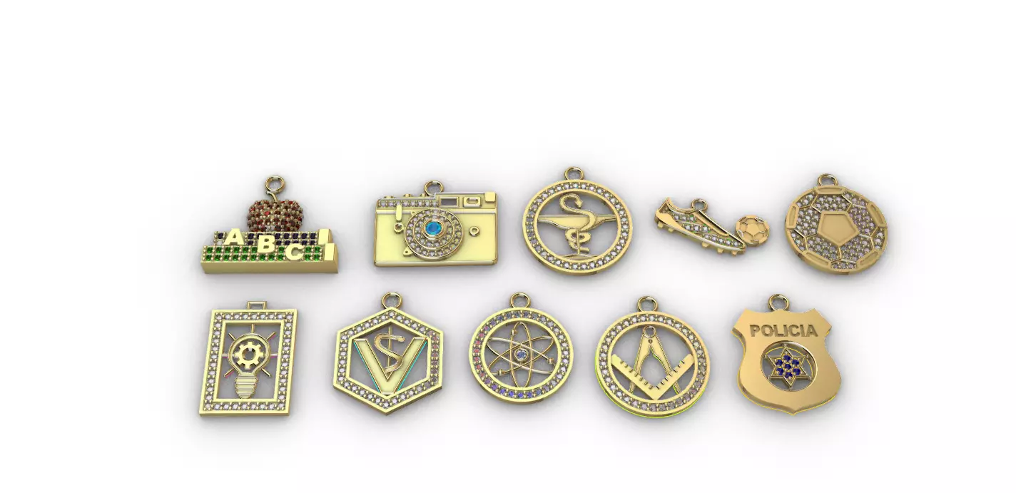 dijes-colgantes paquete de 10 -v- profesiones 3D print model
