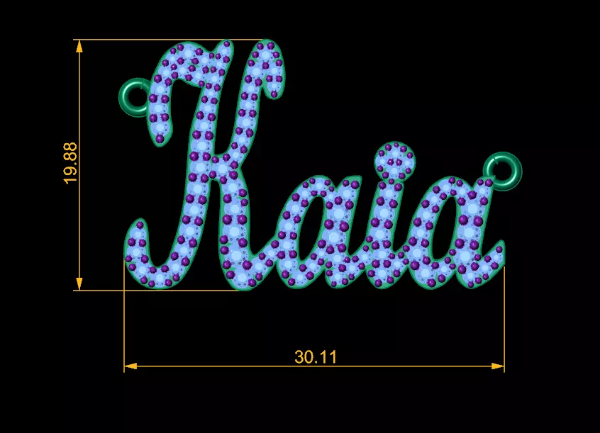 Model 1319 Kaia Name Plate Diamond 3D print model_9
