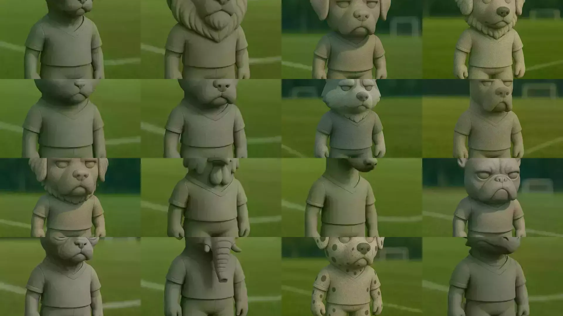 Soccer Animals STL Collectible Figures for 3D Printing 3D Model Collection_3