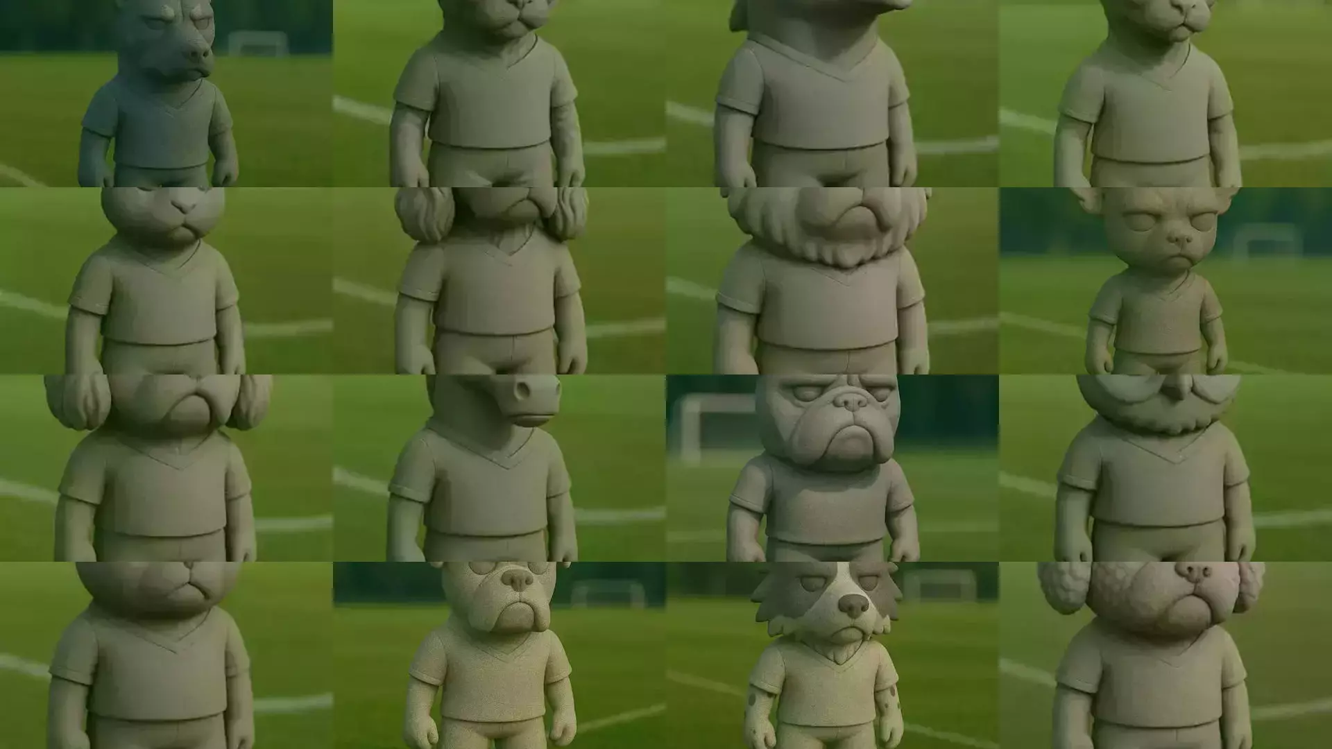 Soccer Animals STL Collectible Figures for 3D Printing 3D Model Collection_5