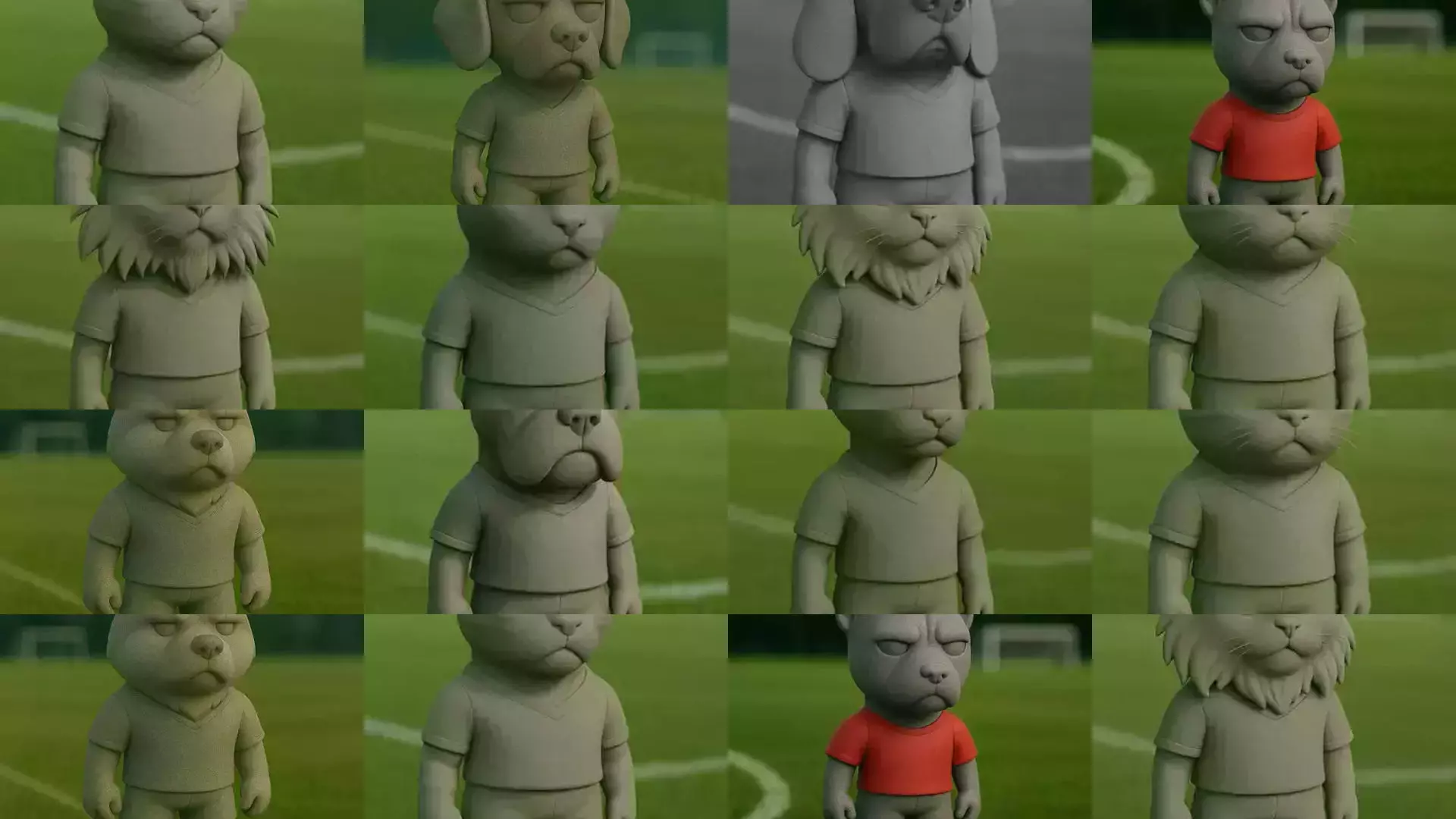 Soccer Animals STL Collectible Figures for 3D Printing 3D Model Collection_7
