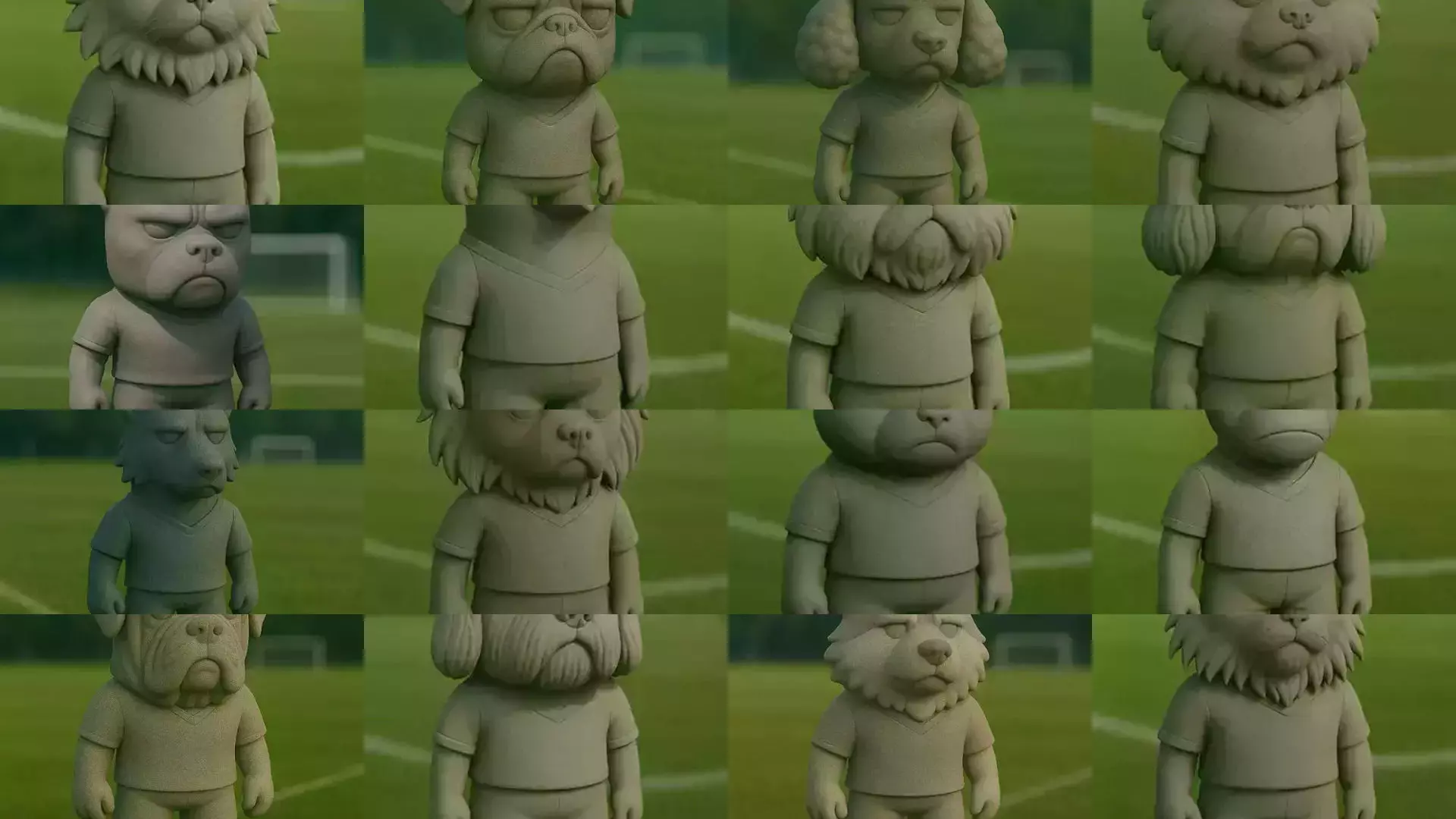 Soccer Animals STL Collectible Figures for 3D Printing 3D Model Collection_1