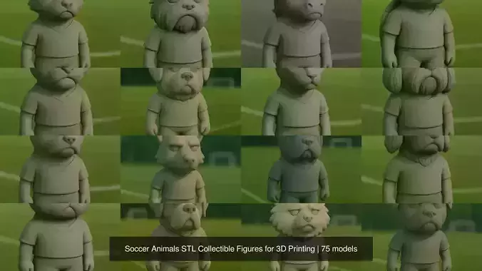 Soccer Animals STL Collectible Figures for 3D Printing