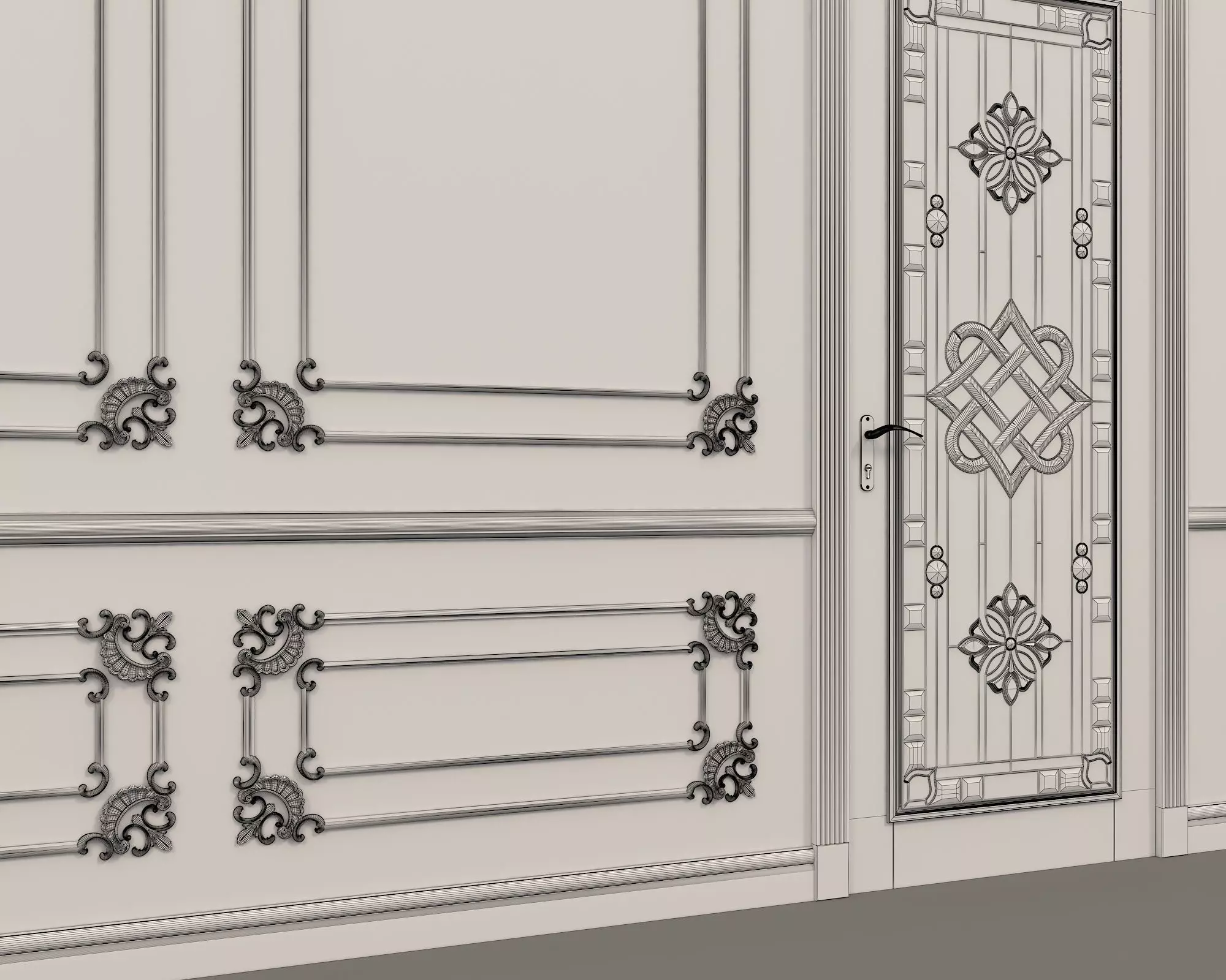Wall Molding in Classic French style 6 3D model_7