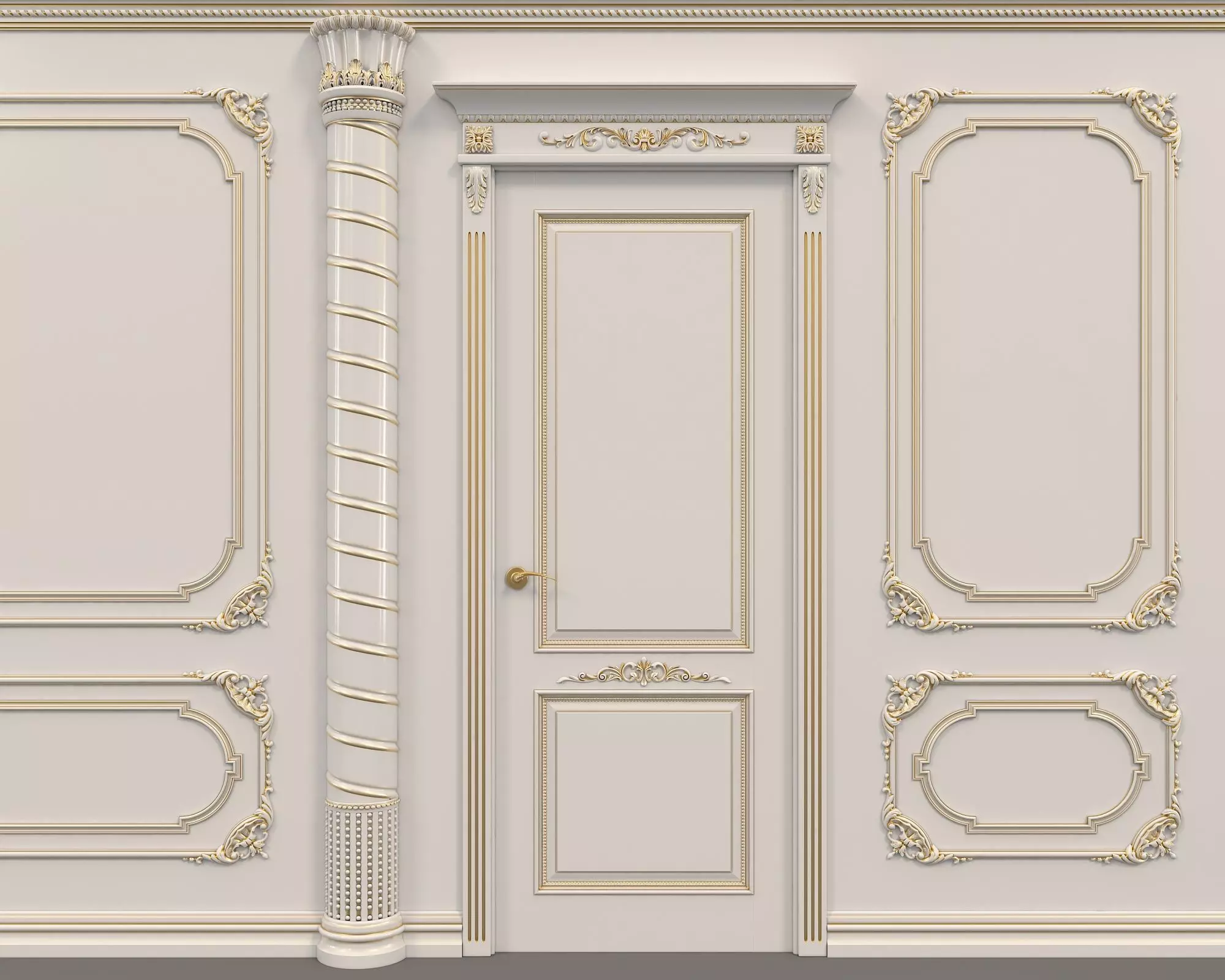 Wall Molding in Classic French style 8 3D model_4