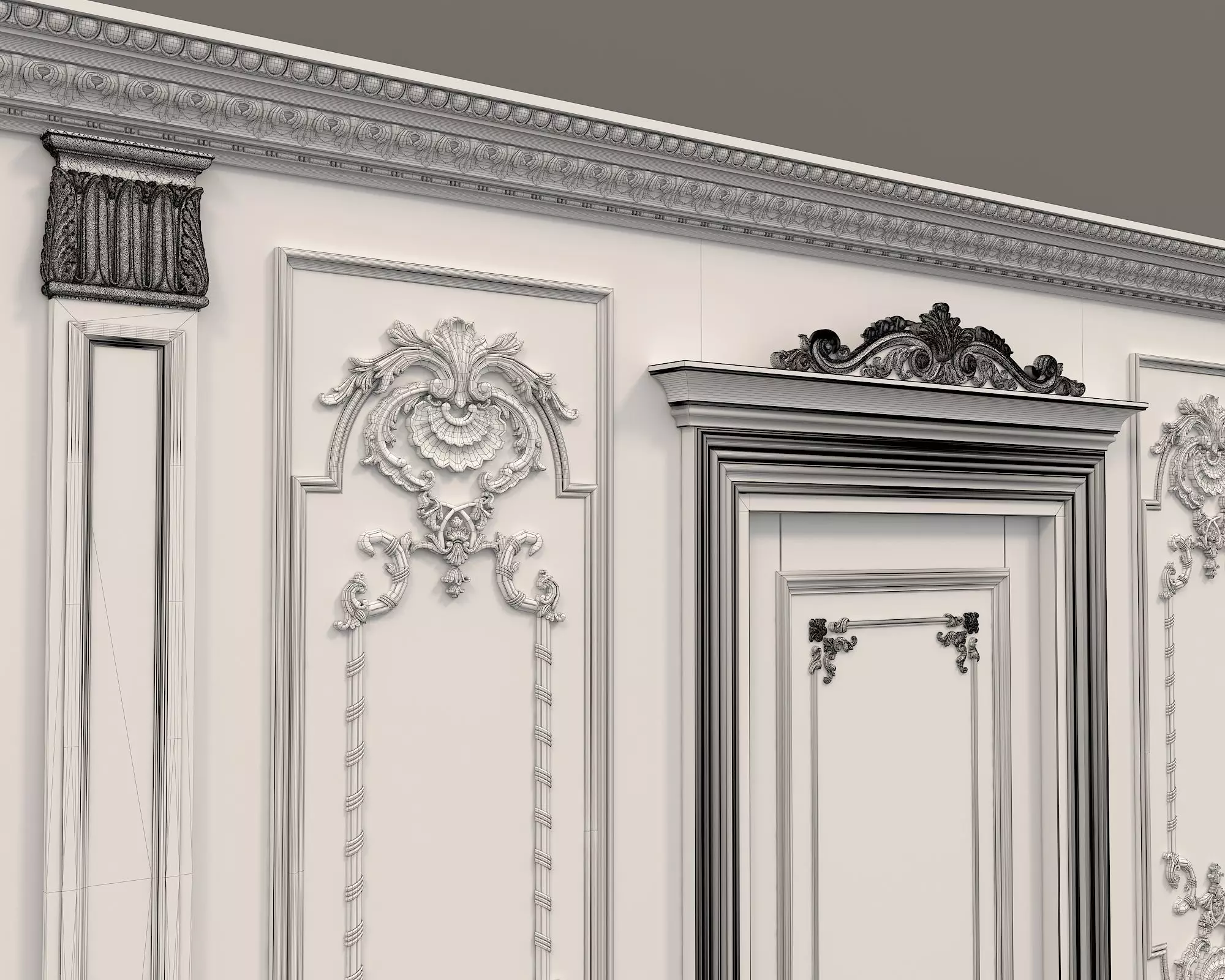 Wall Molding in Classic French style 10 3D model_9