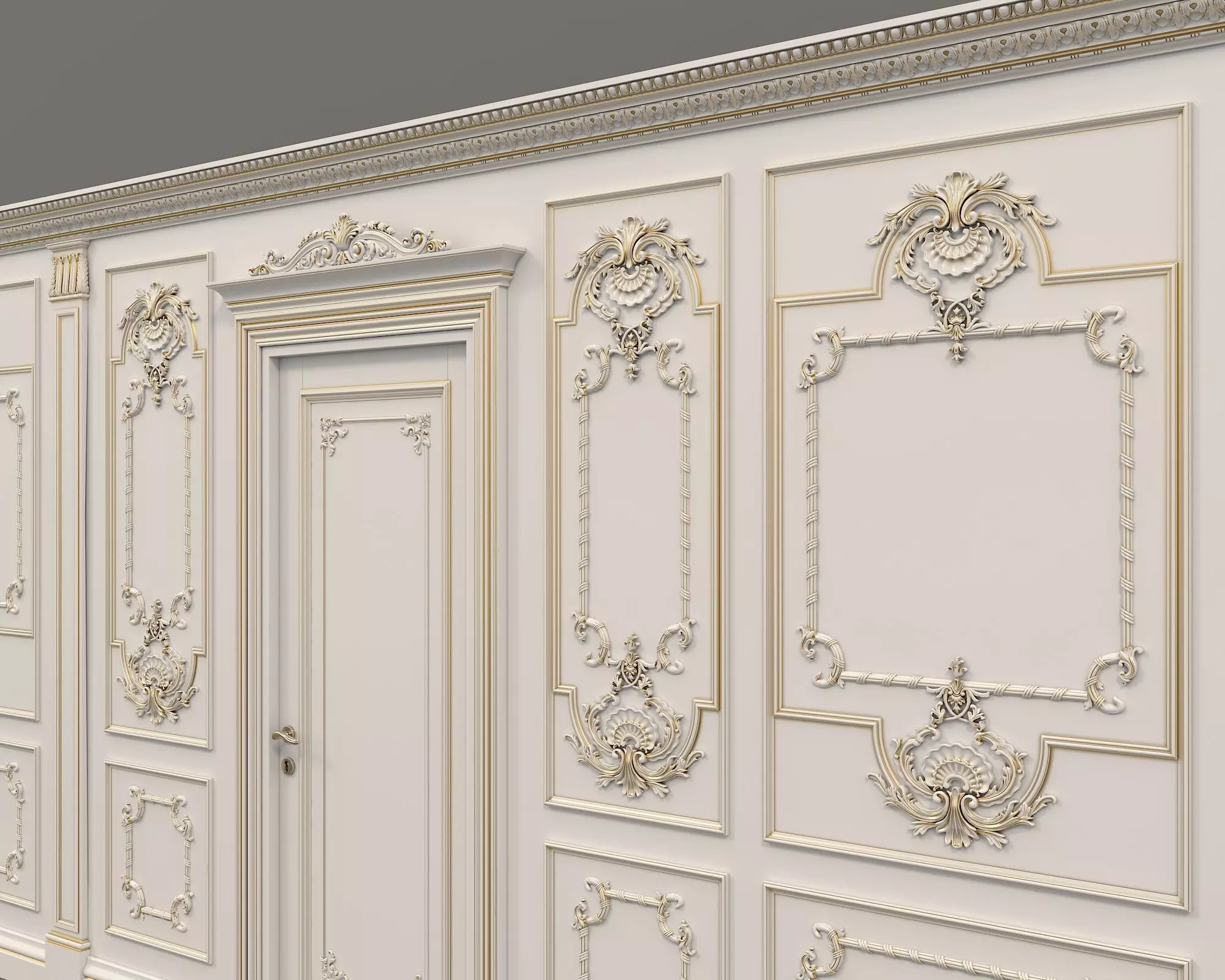 Wall Molding in Classic French style 10 3D model_3