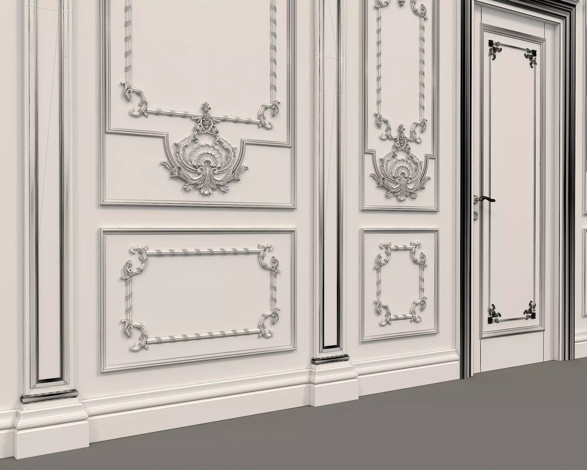 Wall Molding in Classic French style 10 3D model_8