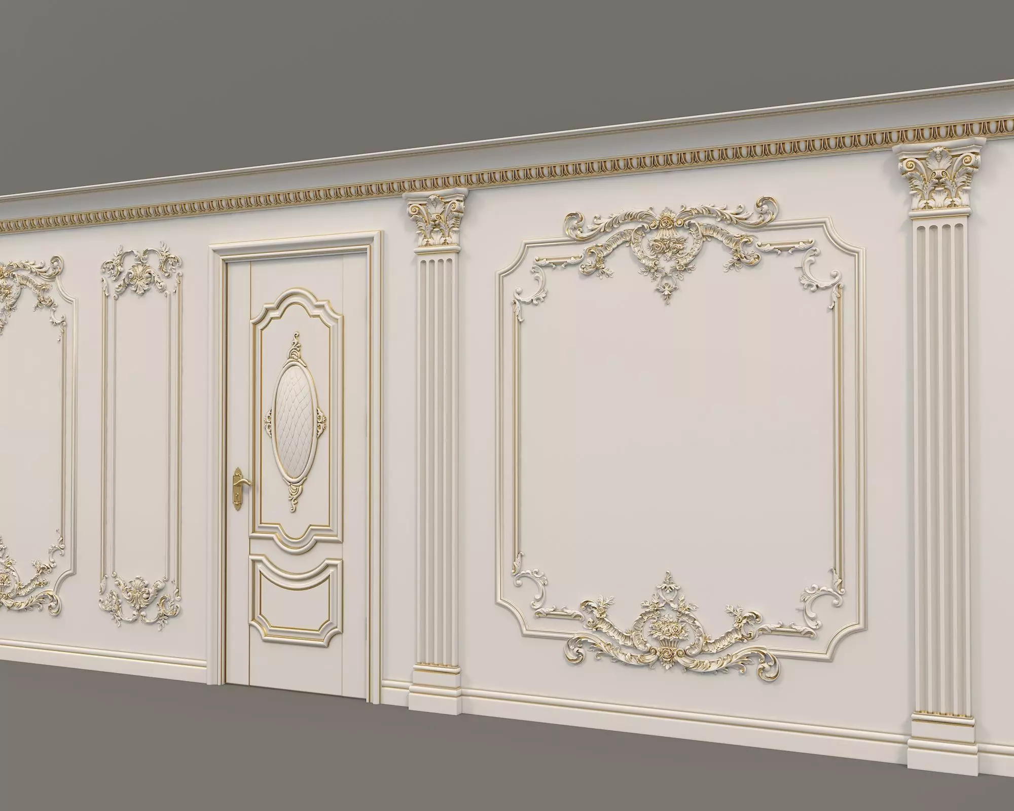 Wall Molding in Classic French style 12 3D model_2