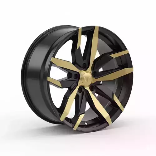 Futuristic Black and Gold Forged Car Rim 3D Model AI Generated