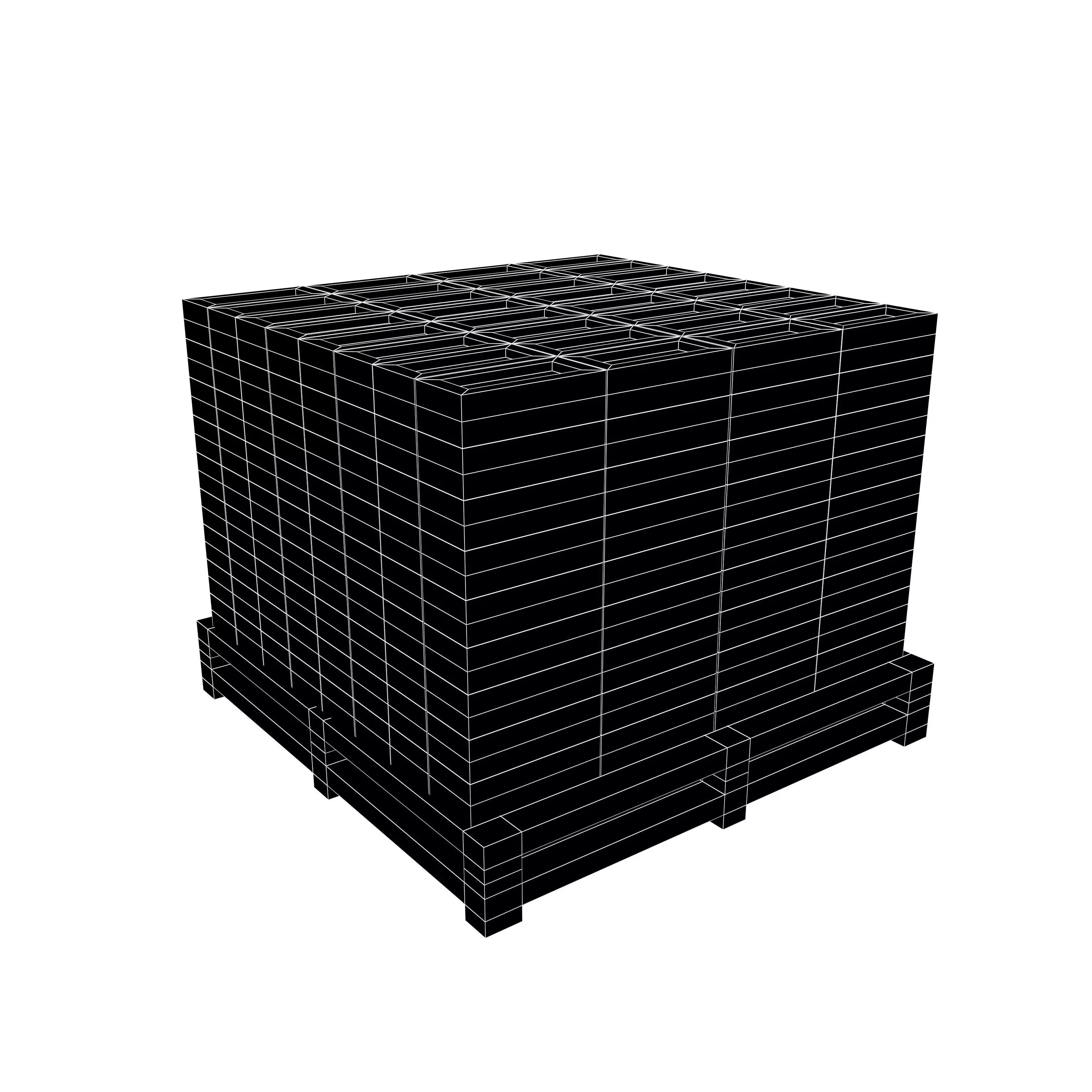 Lowpoly Pallet of Bricks v1 002 Low-poly 3D model_4