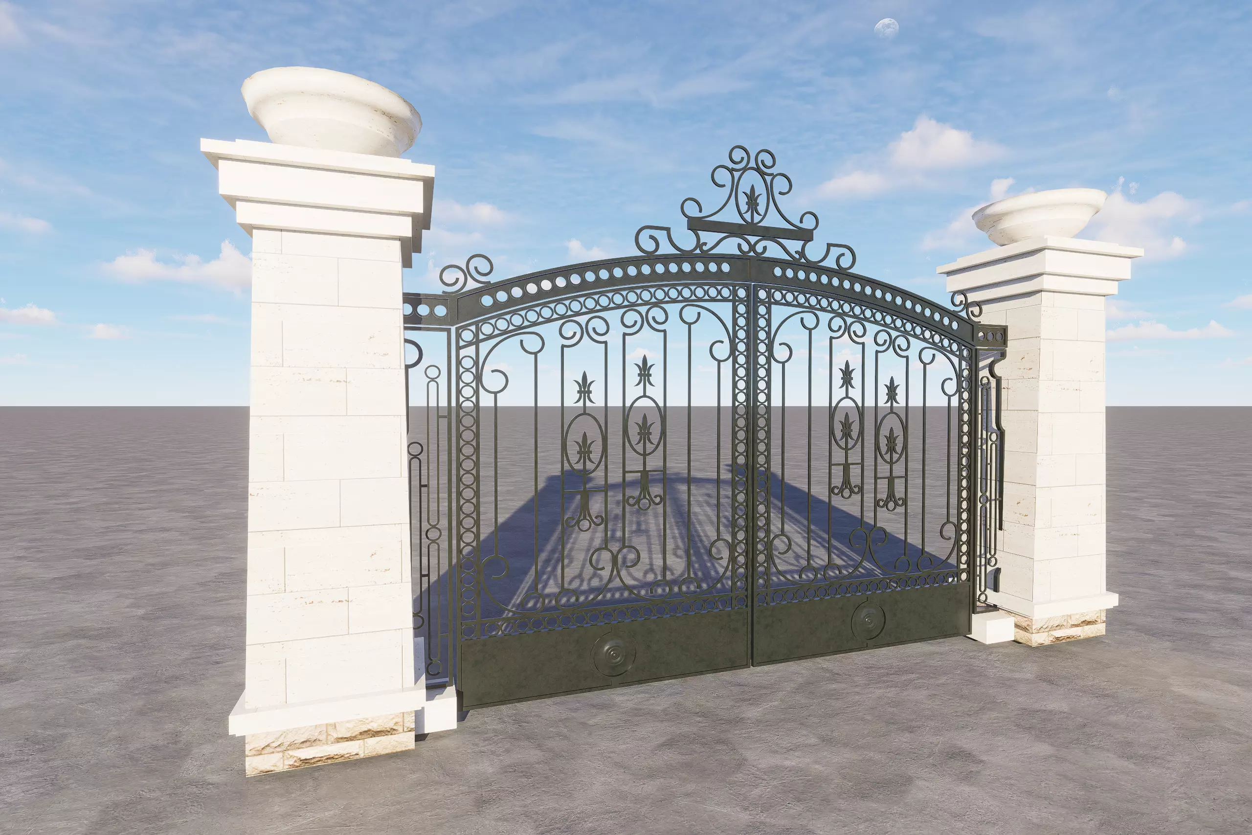 Classical Wrought Iron Estate Gate 3D model