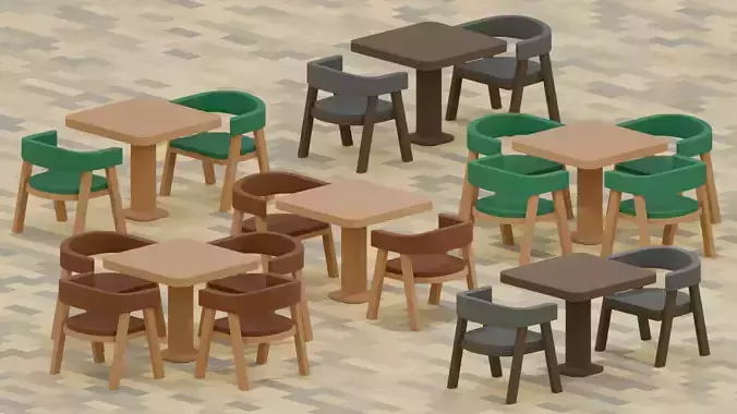 Cozy Cafe Set  Wooden Table and Arc Chair