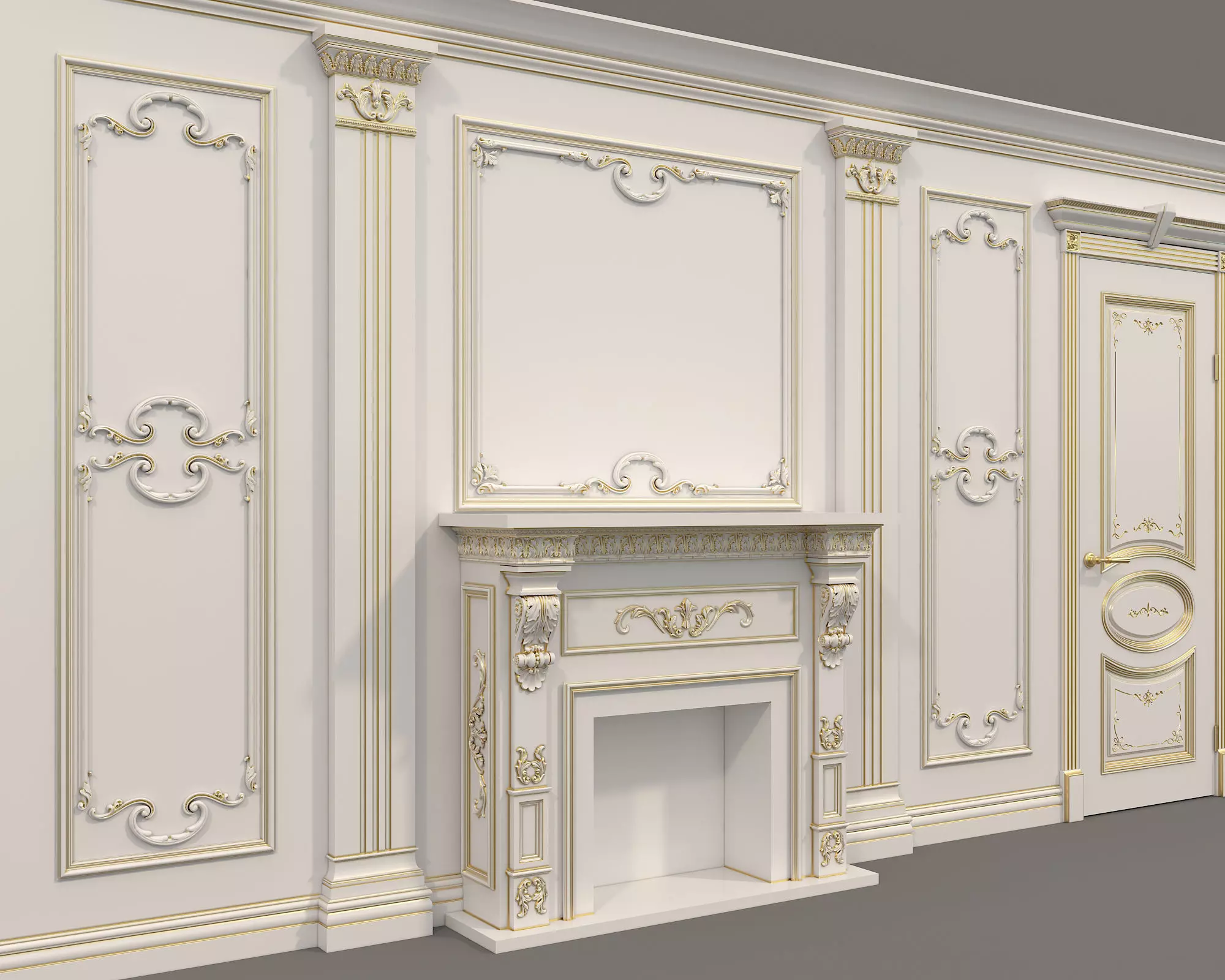 Wall Molding in Classic French style 29 3D model_3