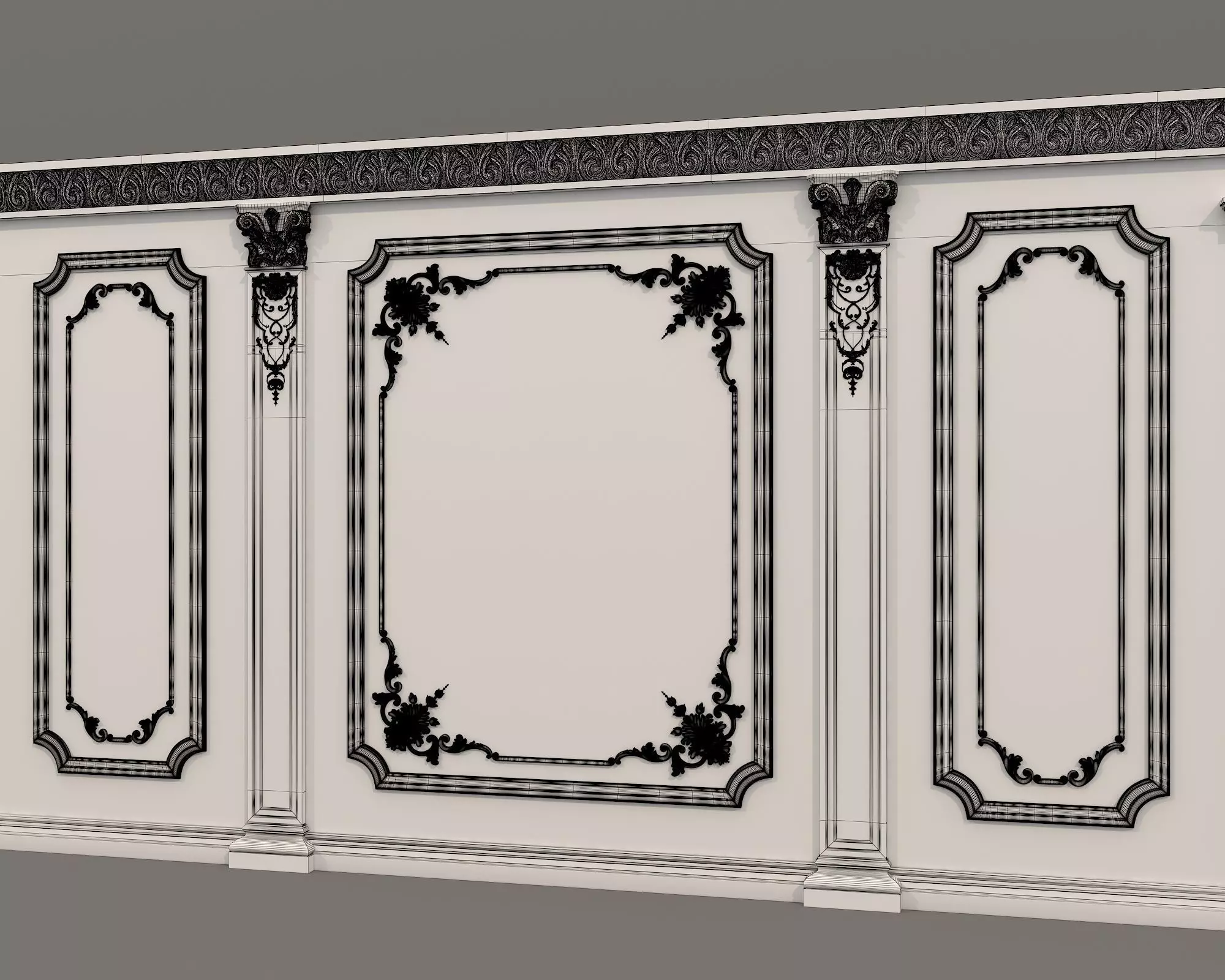 Wall Molding in Classic French style 32 3D model_8