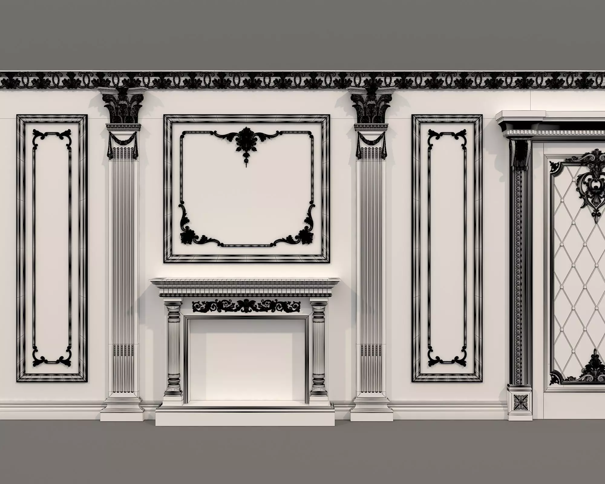 Wall Molding in Classic French style 33 3D model_8