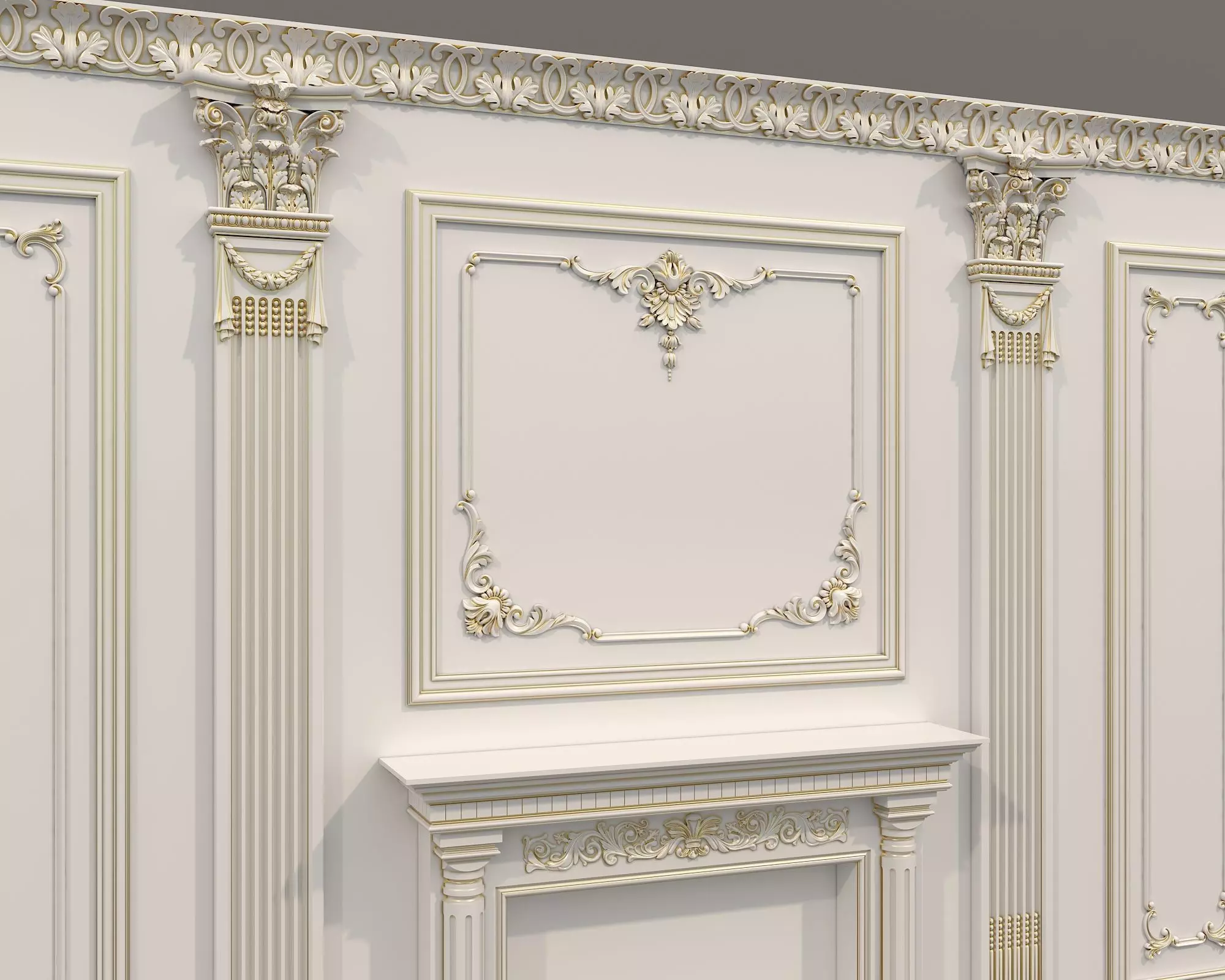Wall Molding in Classic French style 33 3D model_3