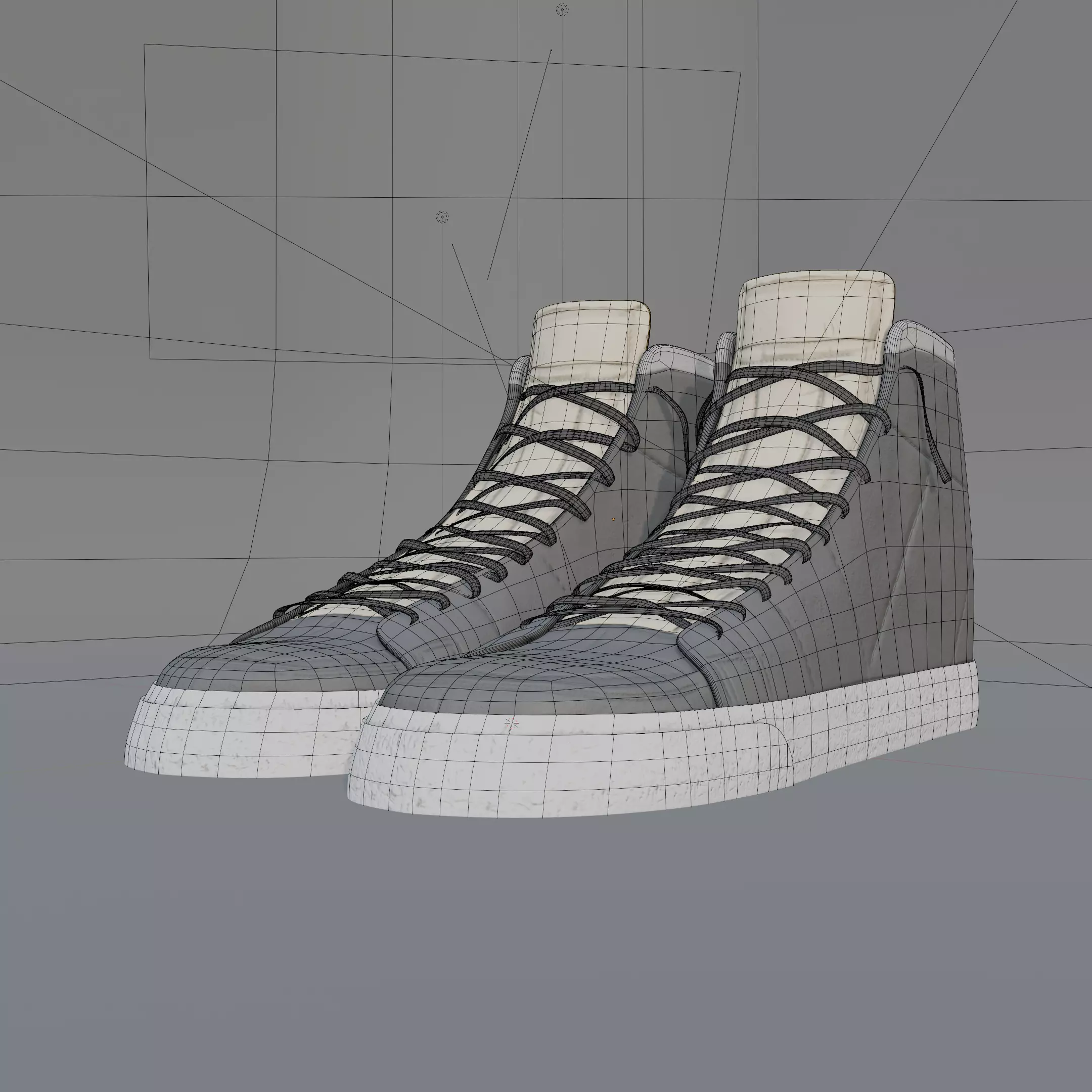 High-top Shoe Low-poly 3D model_4