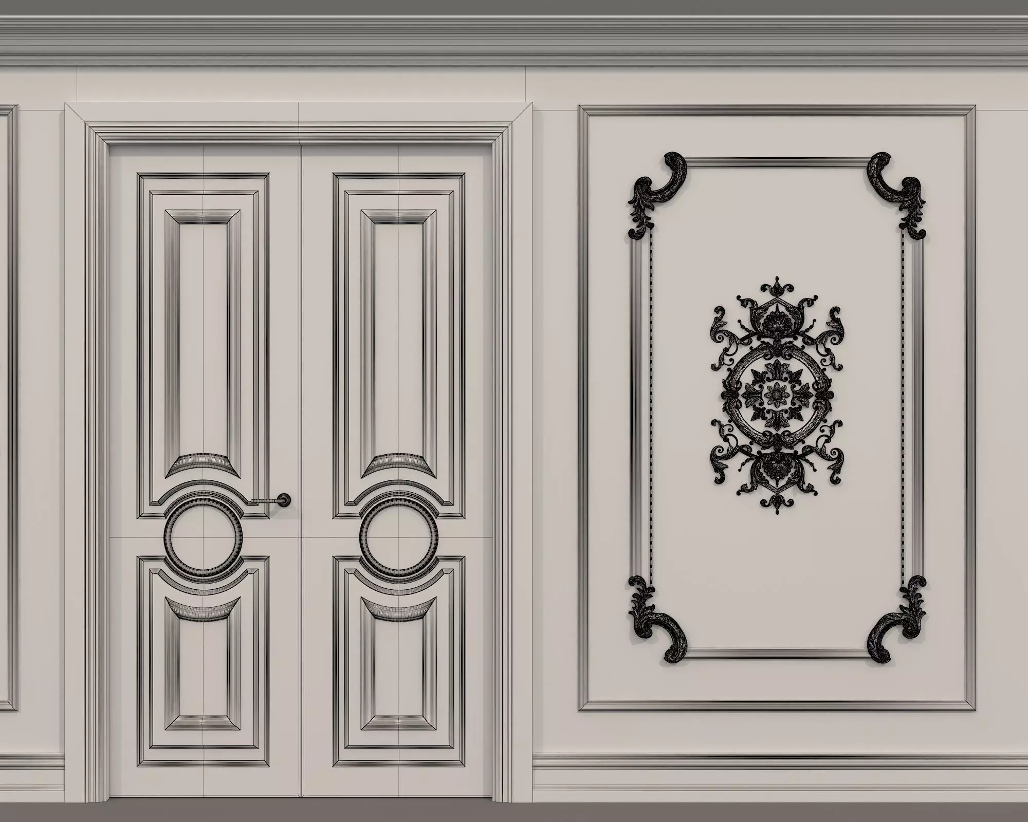 Wall Molding in Classic French style 34 3D model_9
