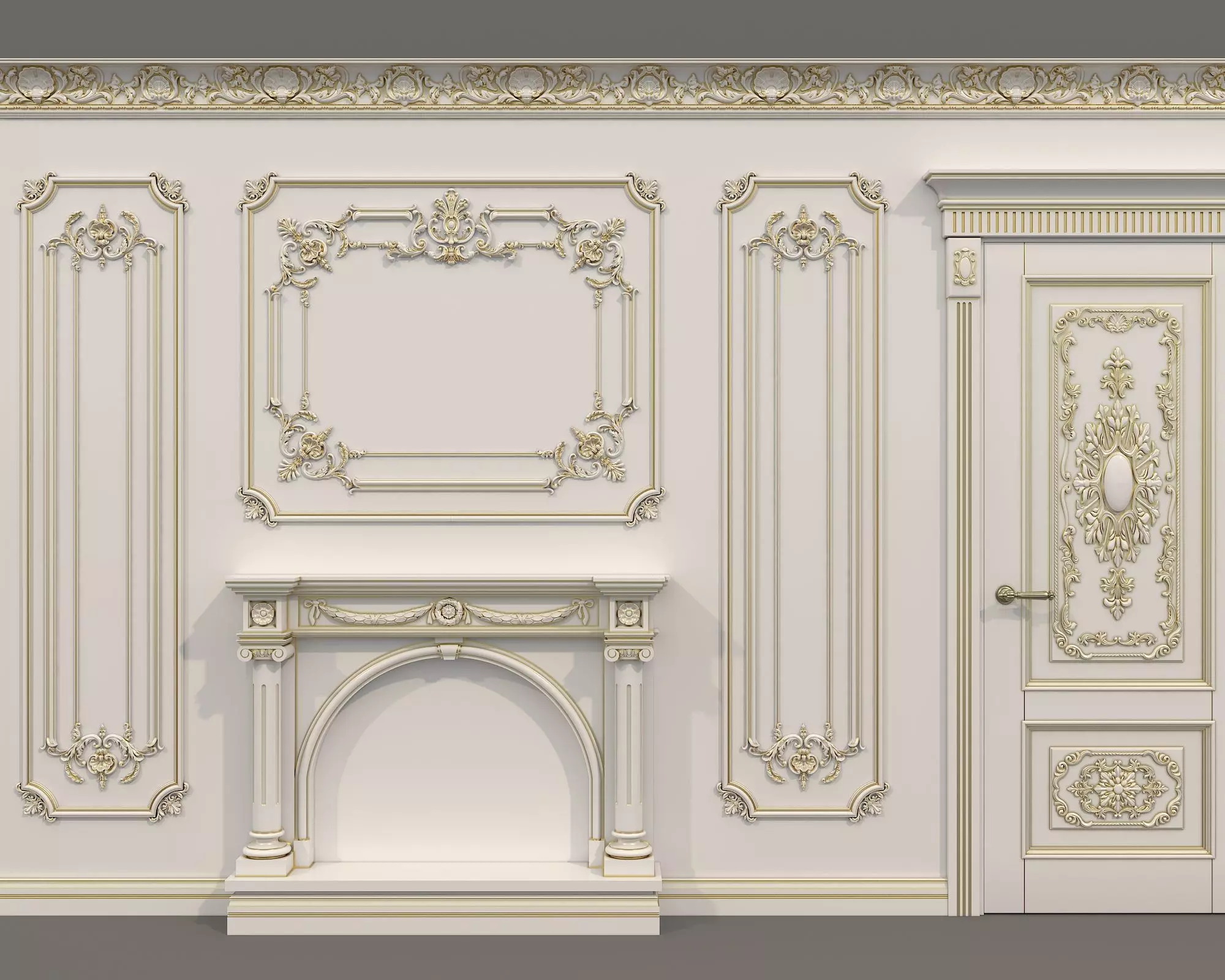 Wall Molding in Classic French style 35 3D model_3