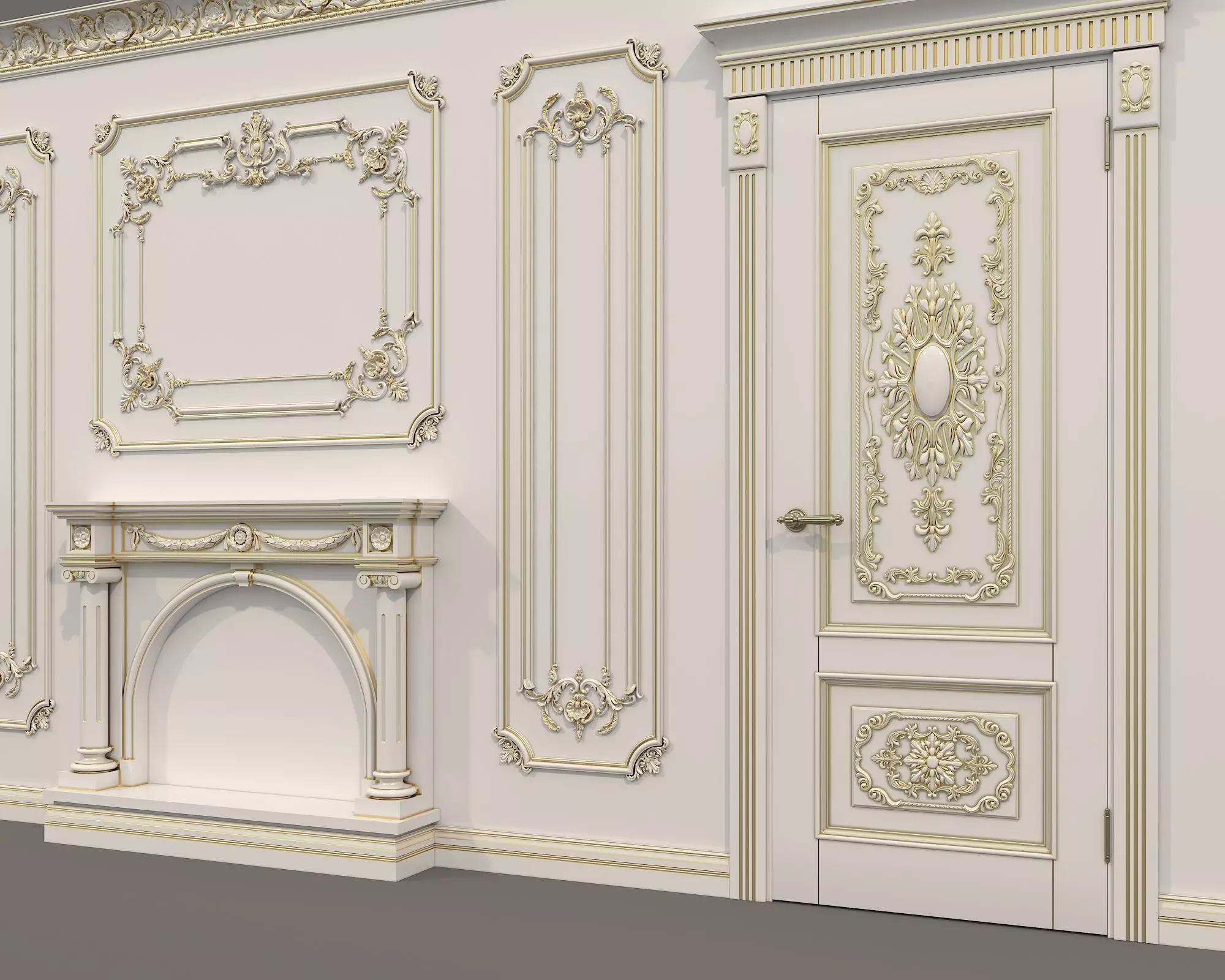 Wall Molding in Classic French style 35 3D model_7