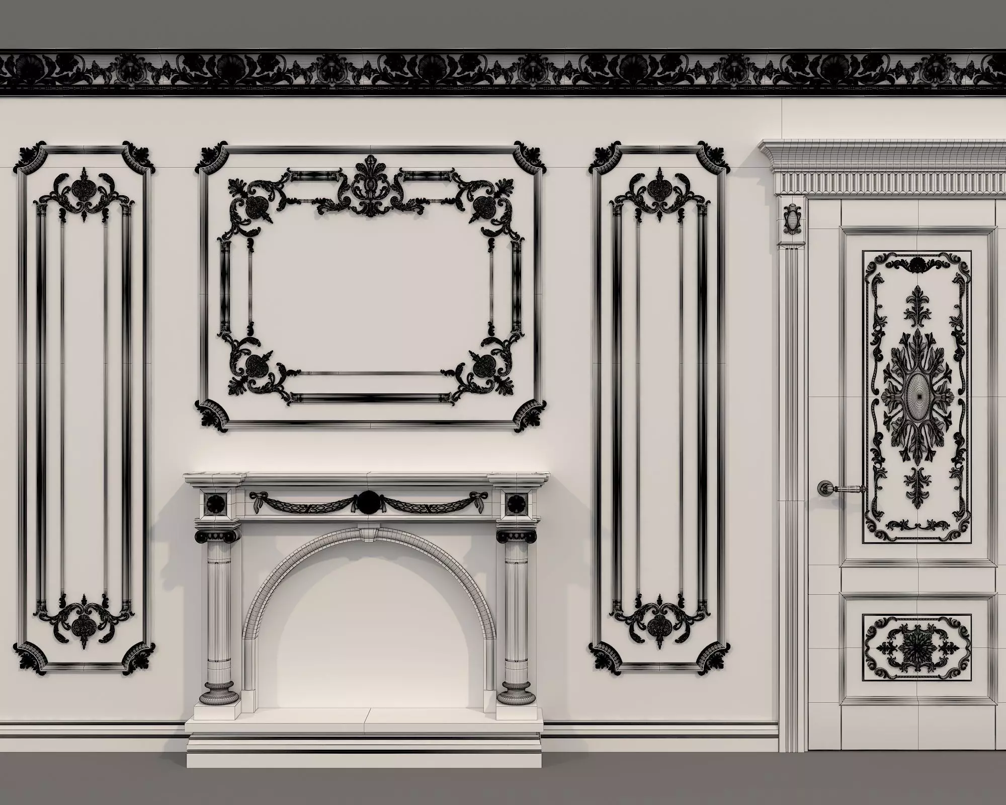 Wall Molding in Classic French style 35 3D model_8