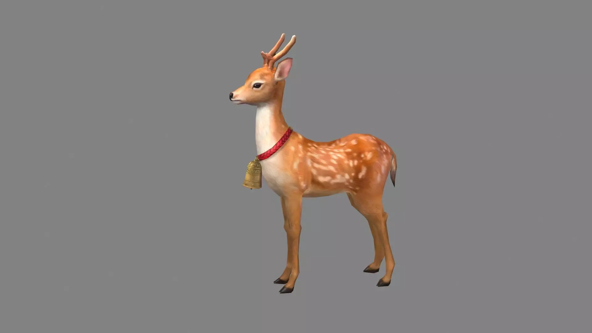 Cartoon sika deer Low-poly 3D model_2