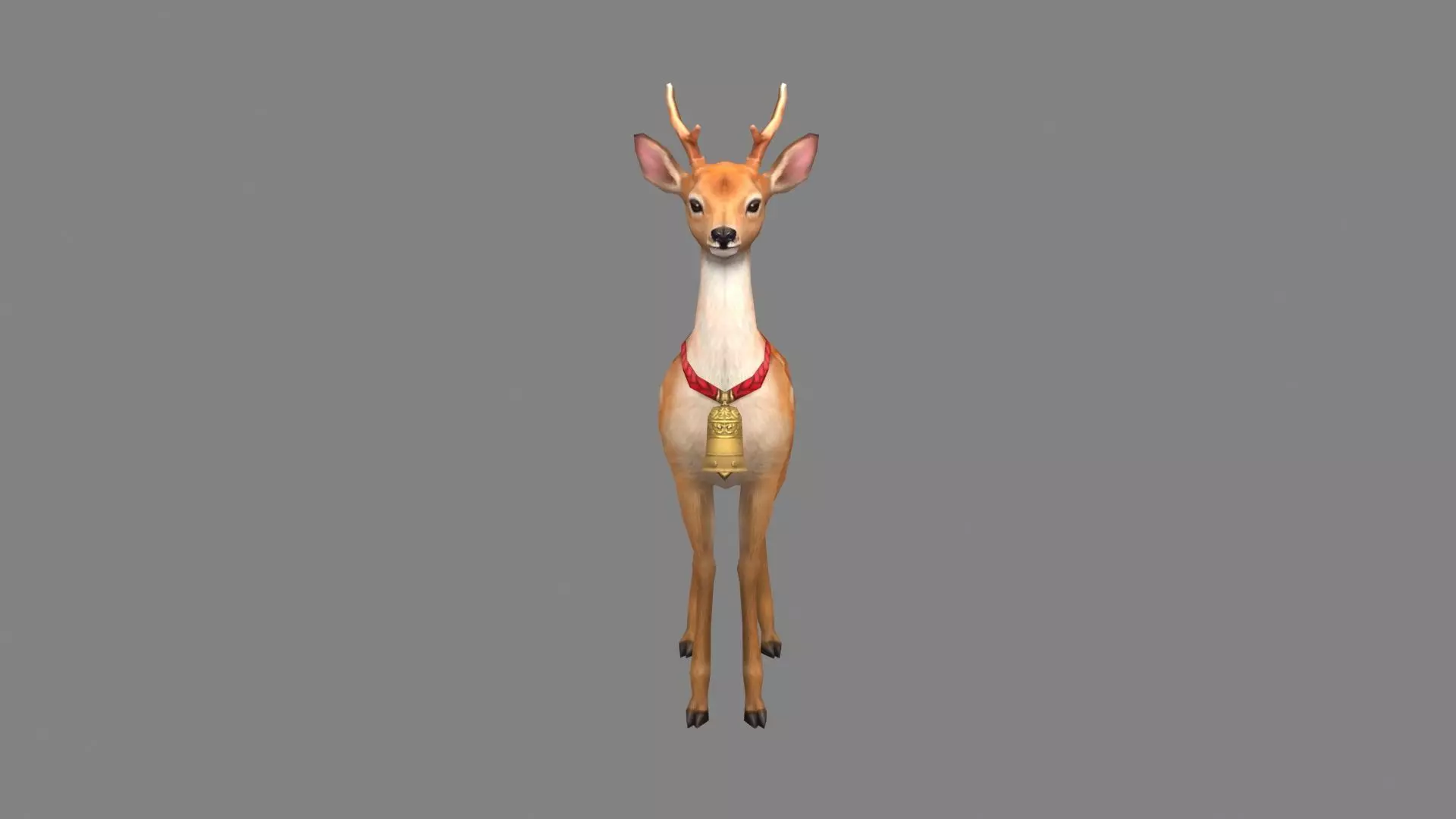 Cartoon sika deer Low-poly 3D model_1