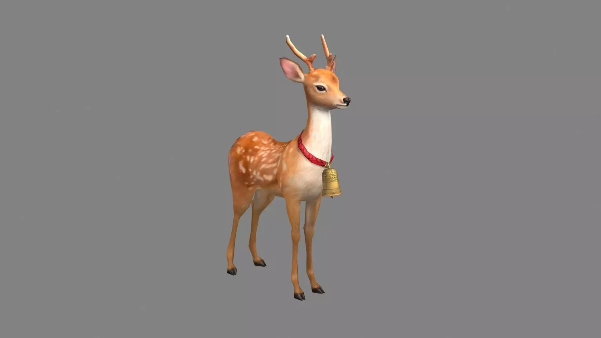 Cartoon sika deer Low-poly 3D model_0
