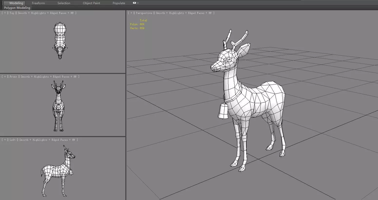 Cartoon sika deer Low-poly 3D model_6