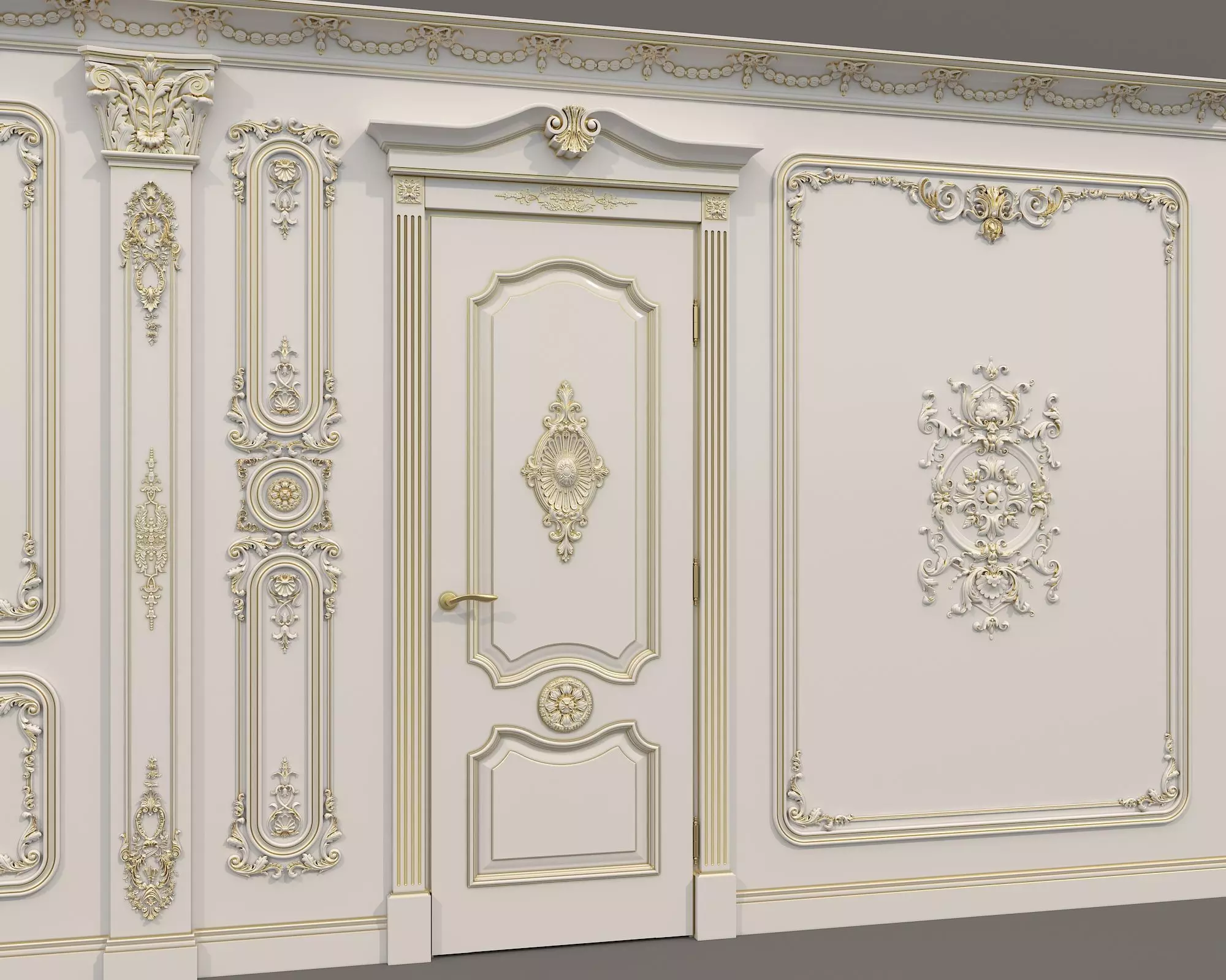 Wall Molding in Classic French style 37 3D model_3