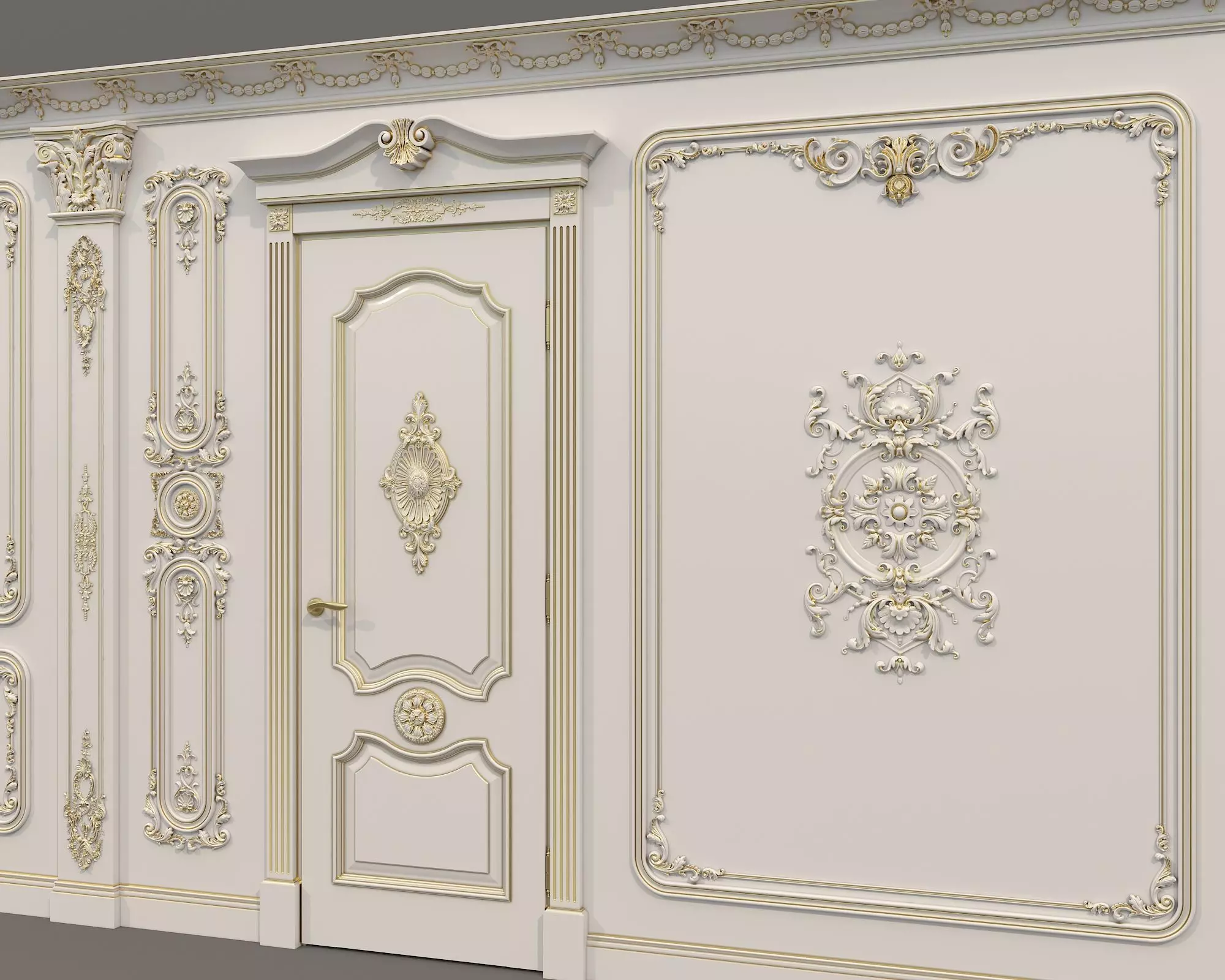 Wall Molding in Classic French style 37 3D model_4