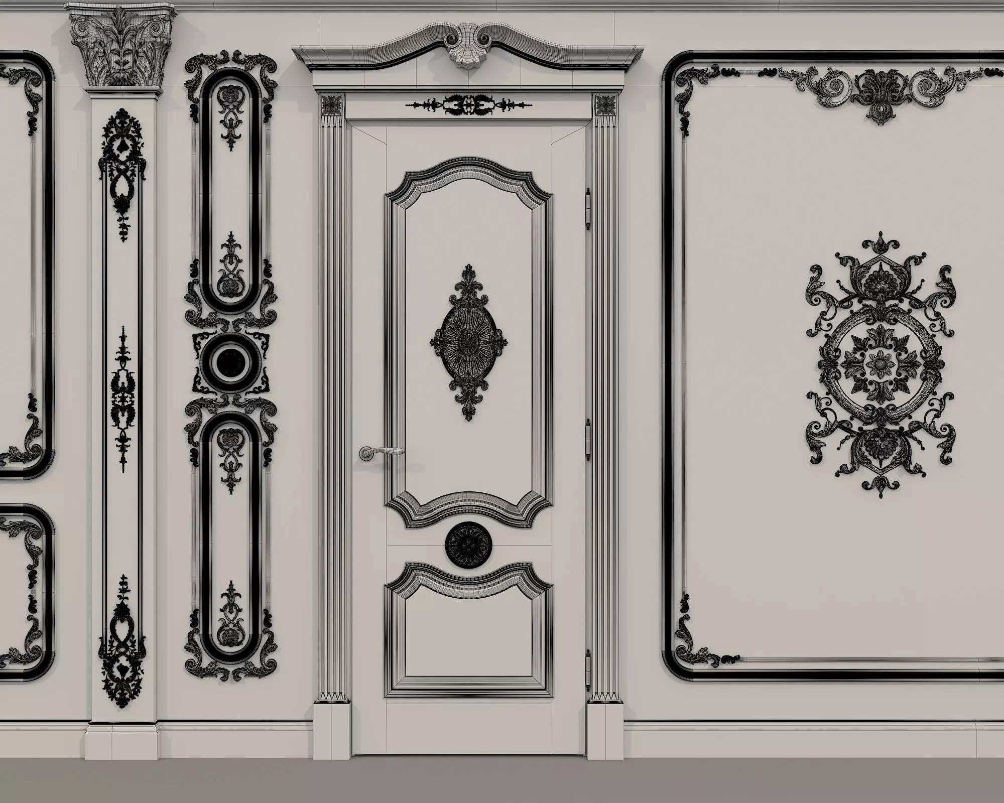 Wall Molding in Classic French style 37 3D model_8