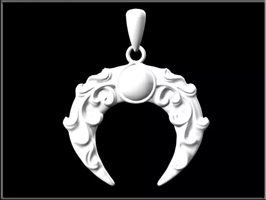 Moonstone Pendant Top Low-poly 3D model_3