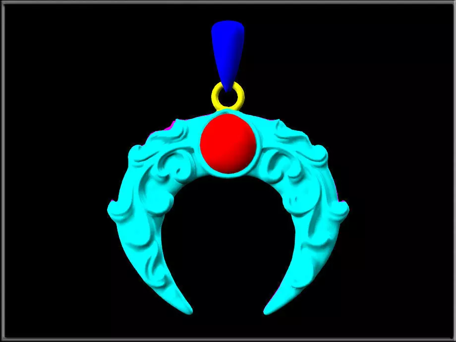 Moonstone Pendant Top Low-poly 3D model_2