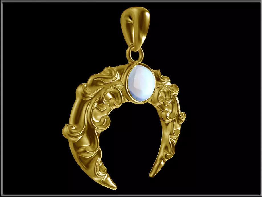 Moonstone Pendant Top Low-poly 3D model_1
