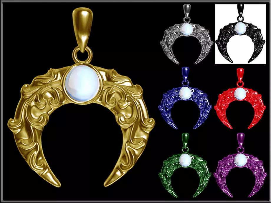 Moonstone Pendant Top Low-poly 3D model_0