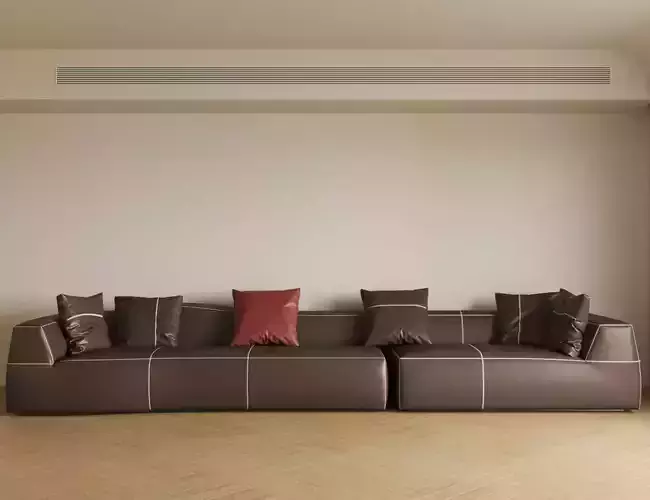 Leather multi - person sofa