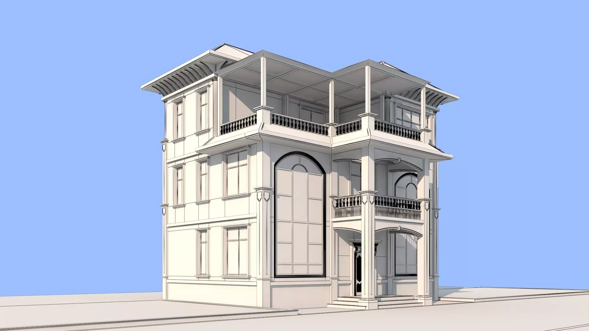 Aesthetic European - Style Villa 3D Model 3D model_6