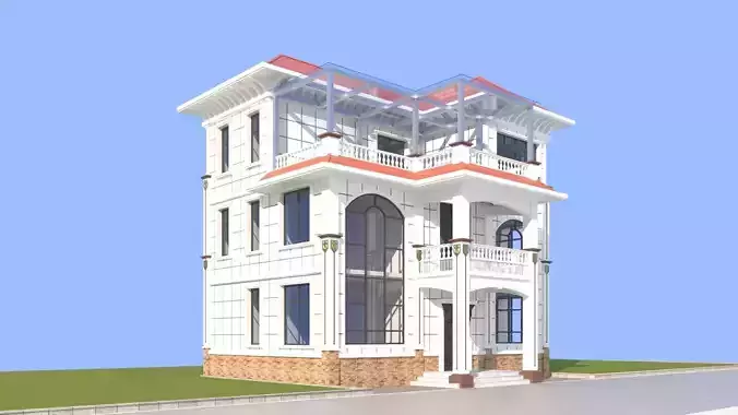 Aesthetic European - Style Villa 3D Model