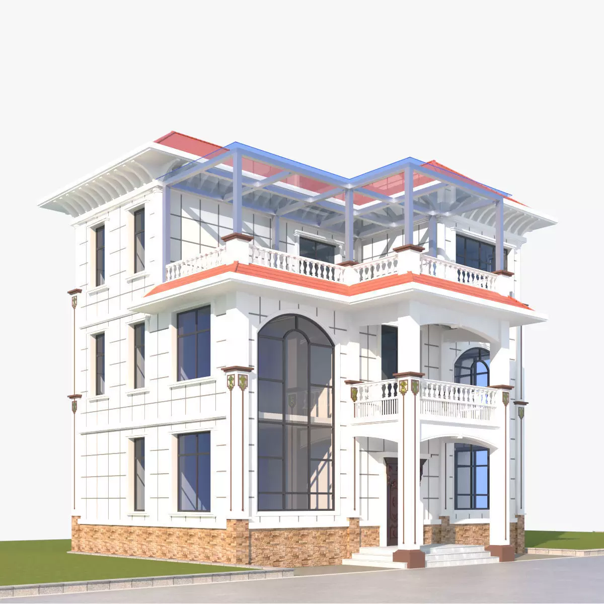 Aesthetic European - Style Villa 3D Model 3D model_5