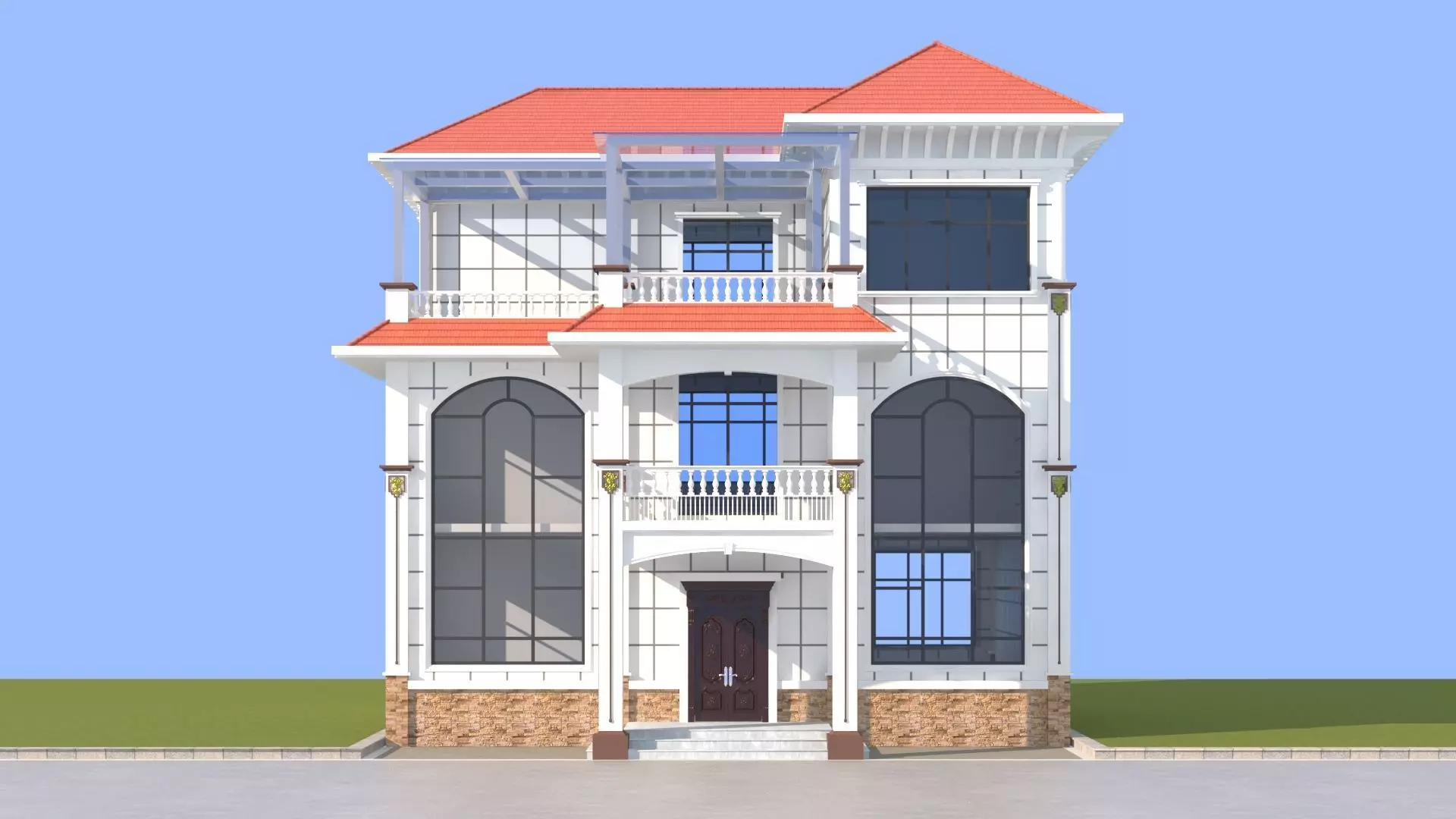 Aesthetic European - Style Villa 3D Model 3D model_3