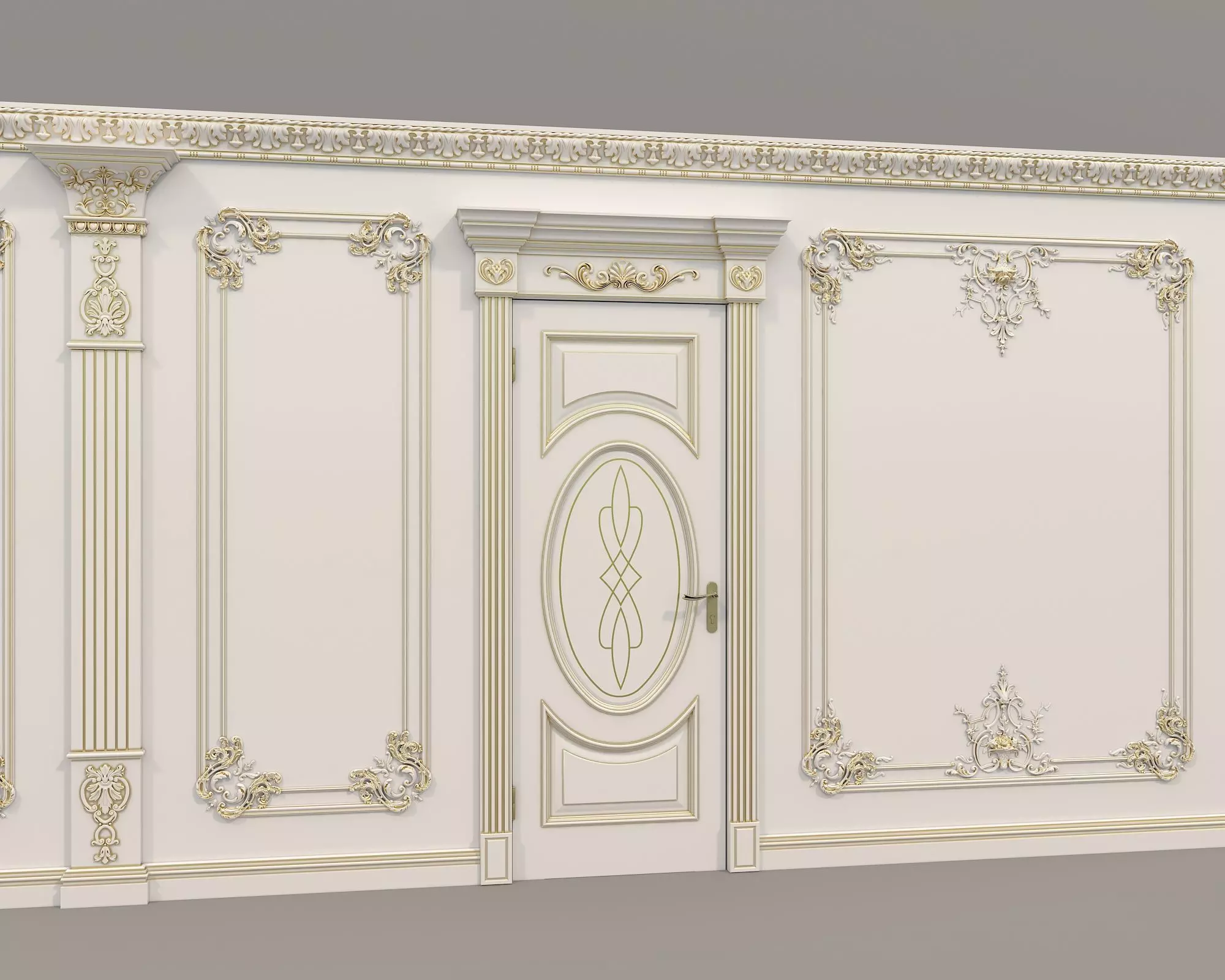 Wall Molding in Classic French style 40 3D model_3