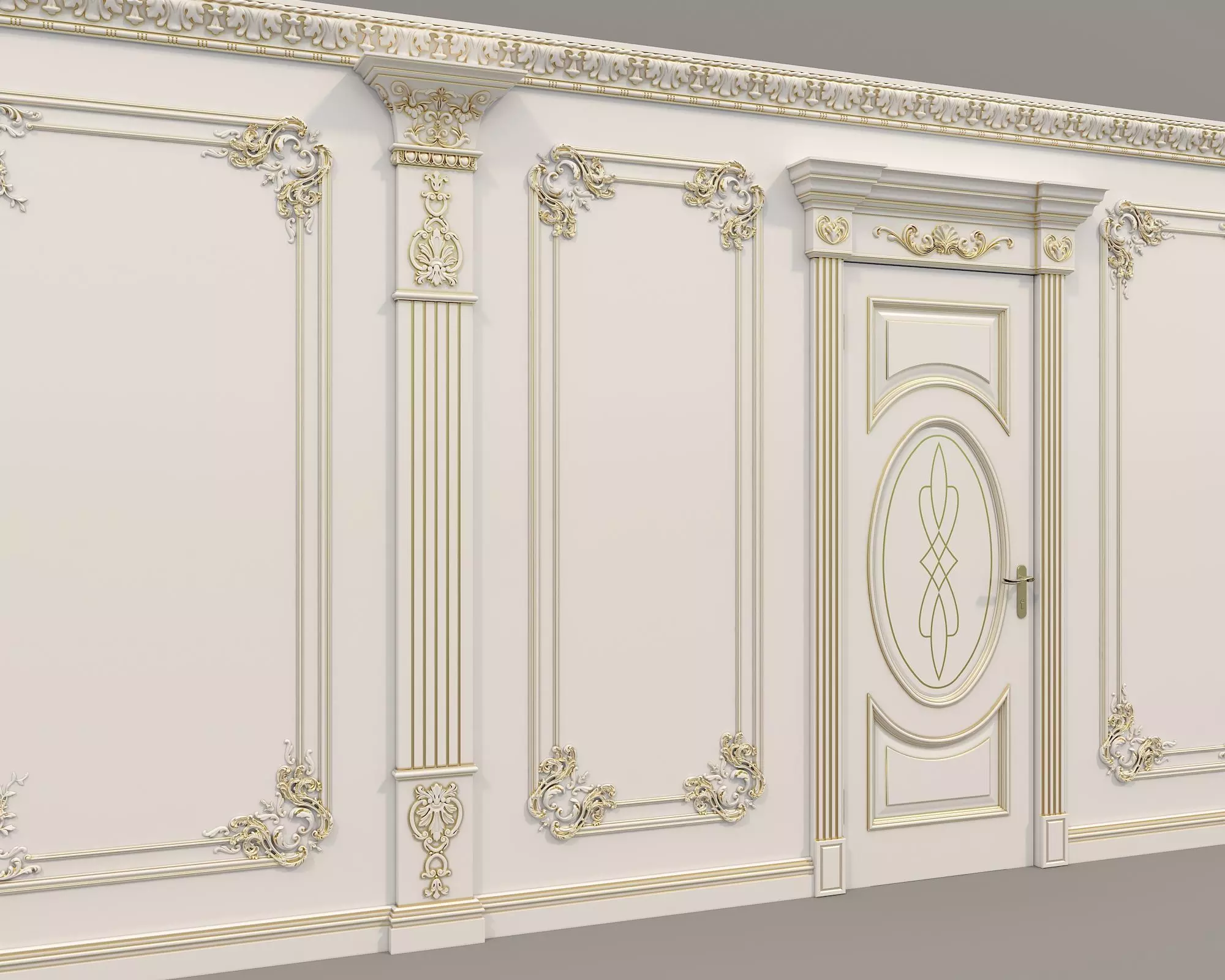 Wall Molding in Classic French style 40 3D model_4