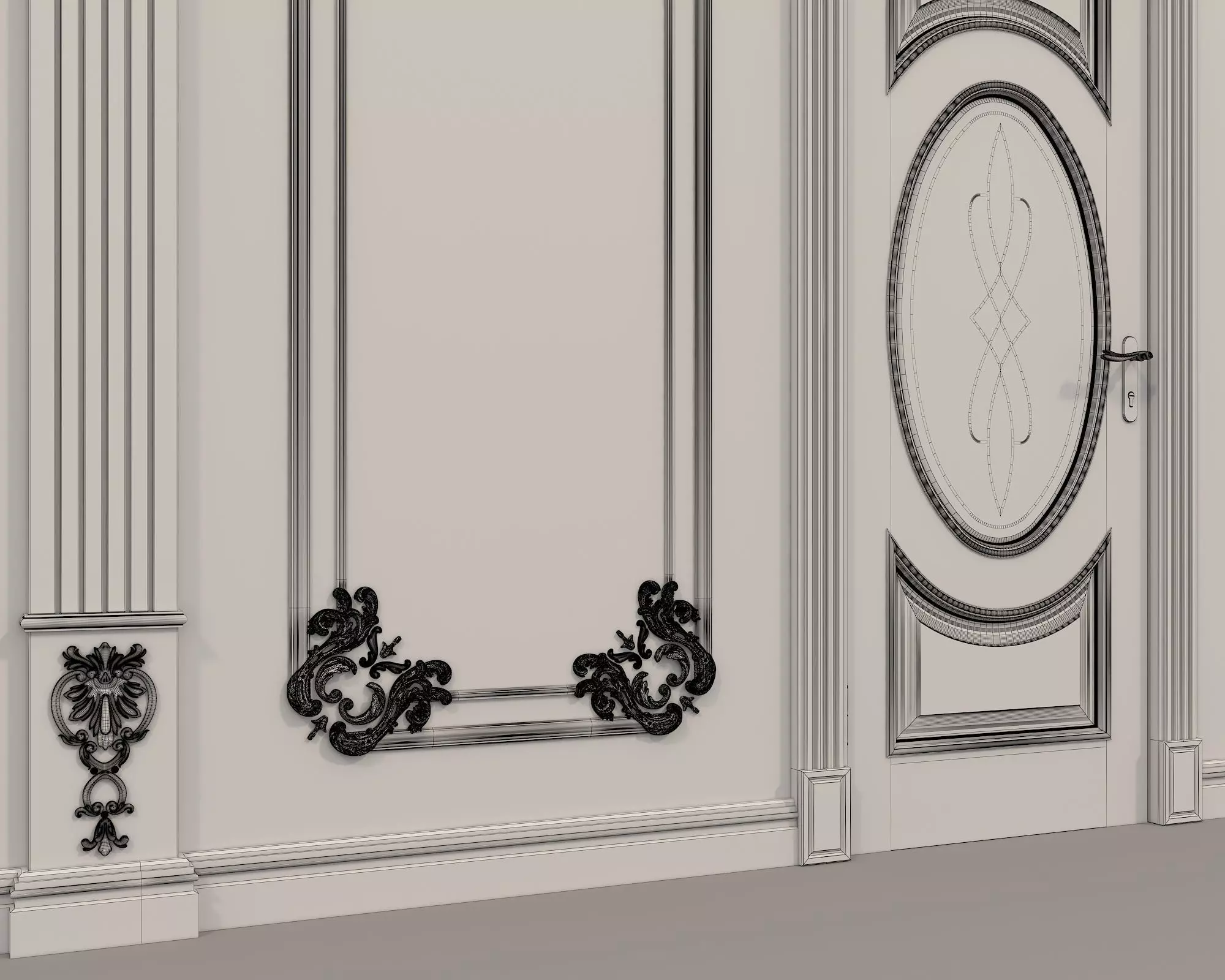 Wall Molding in Classic French style 40 3D model_9