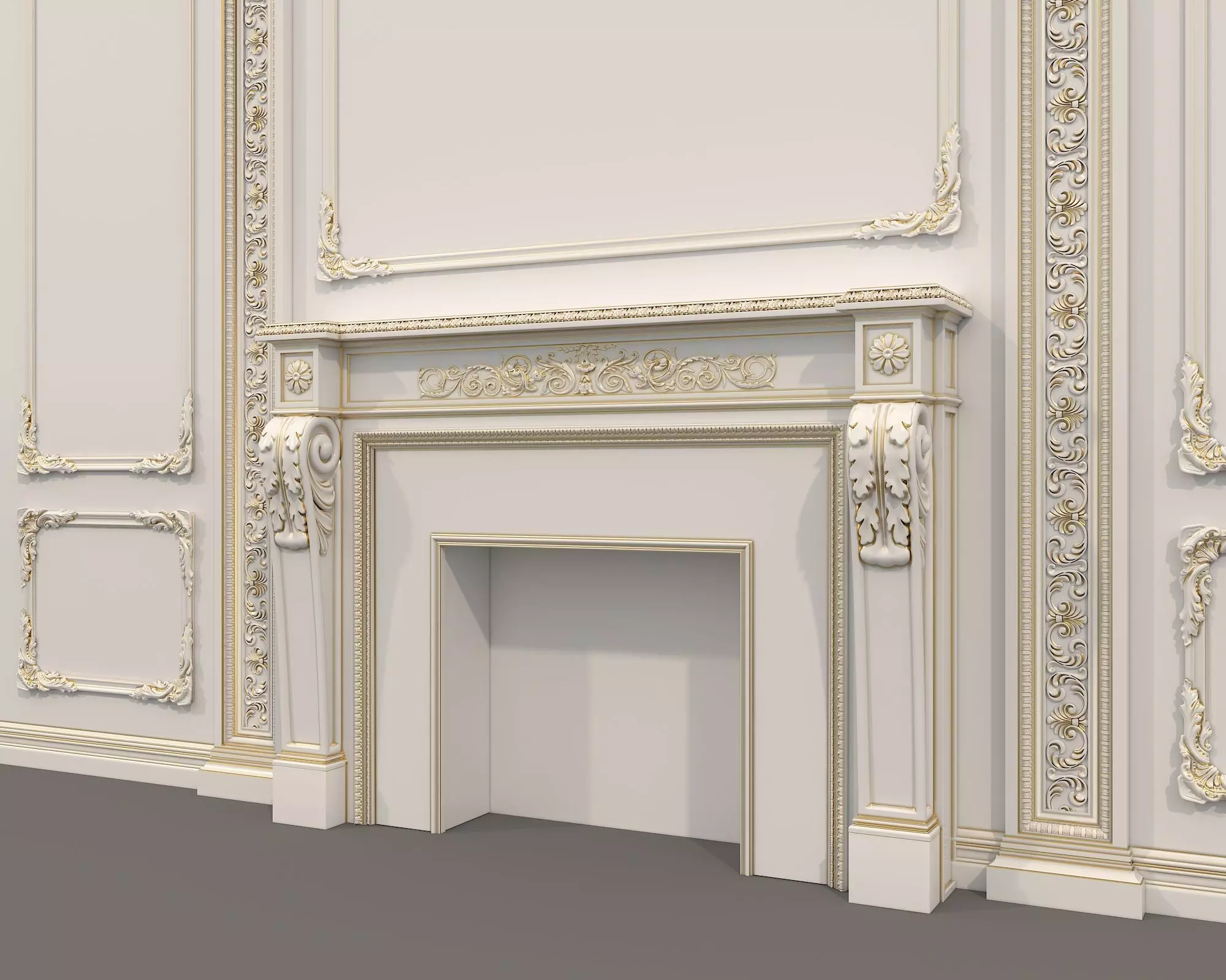 Wall Molding in Classic French style 42 3D model_4