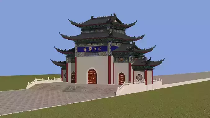 Traditional Chinese Temple Gate 3D Model